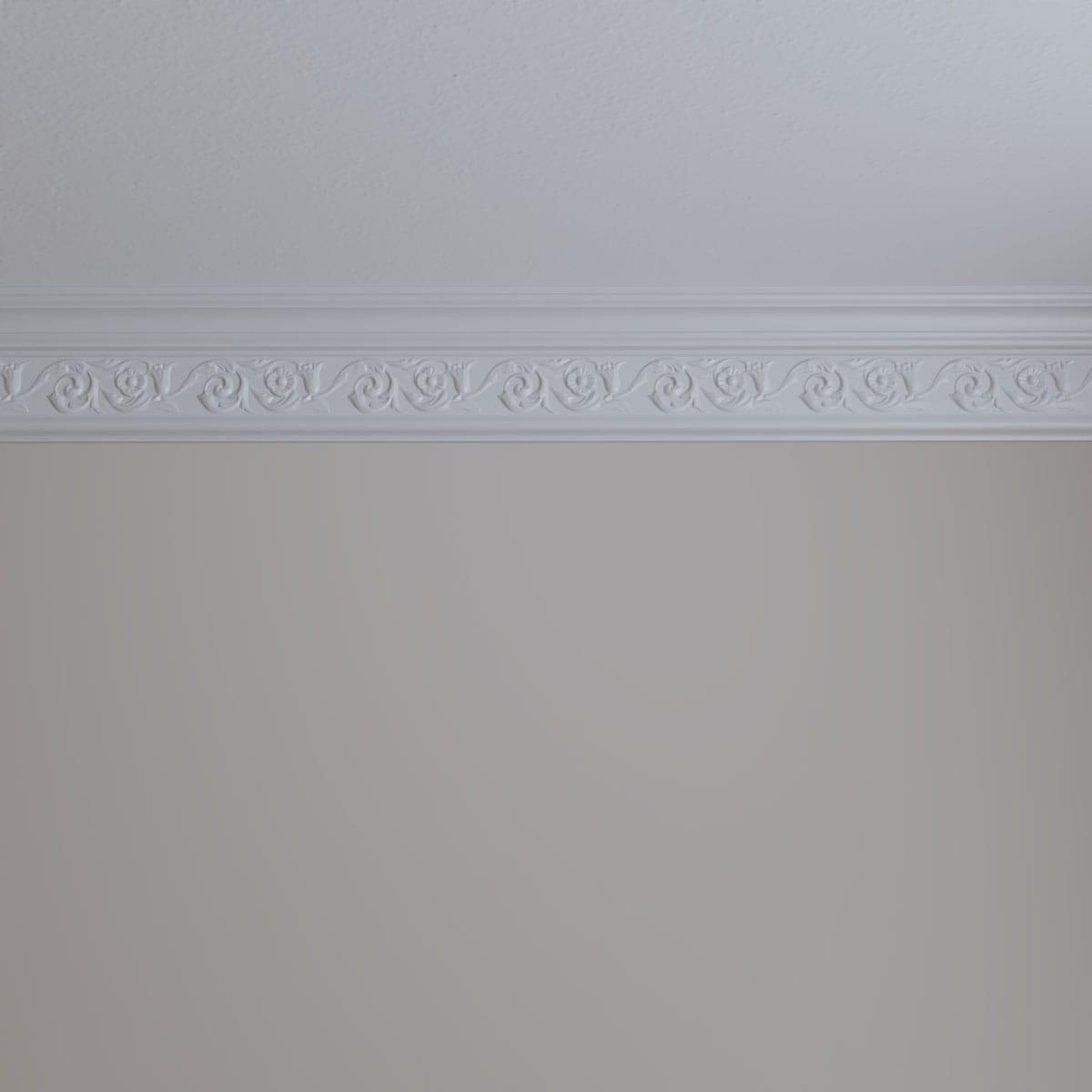 5 5/8"H x 2 1/4"P x 6"F x 94 1/2"L Floral Crown Moulding