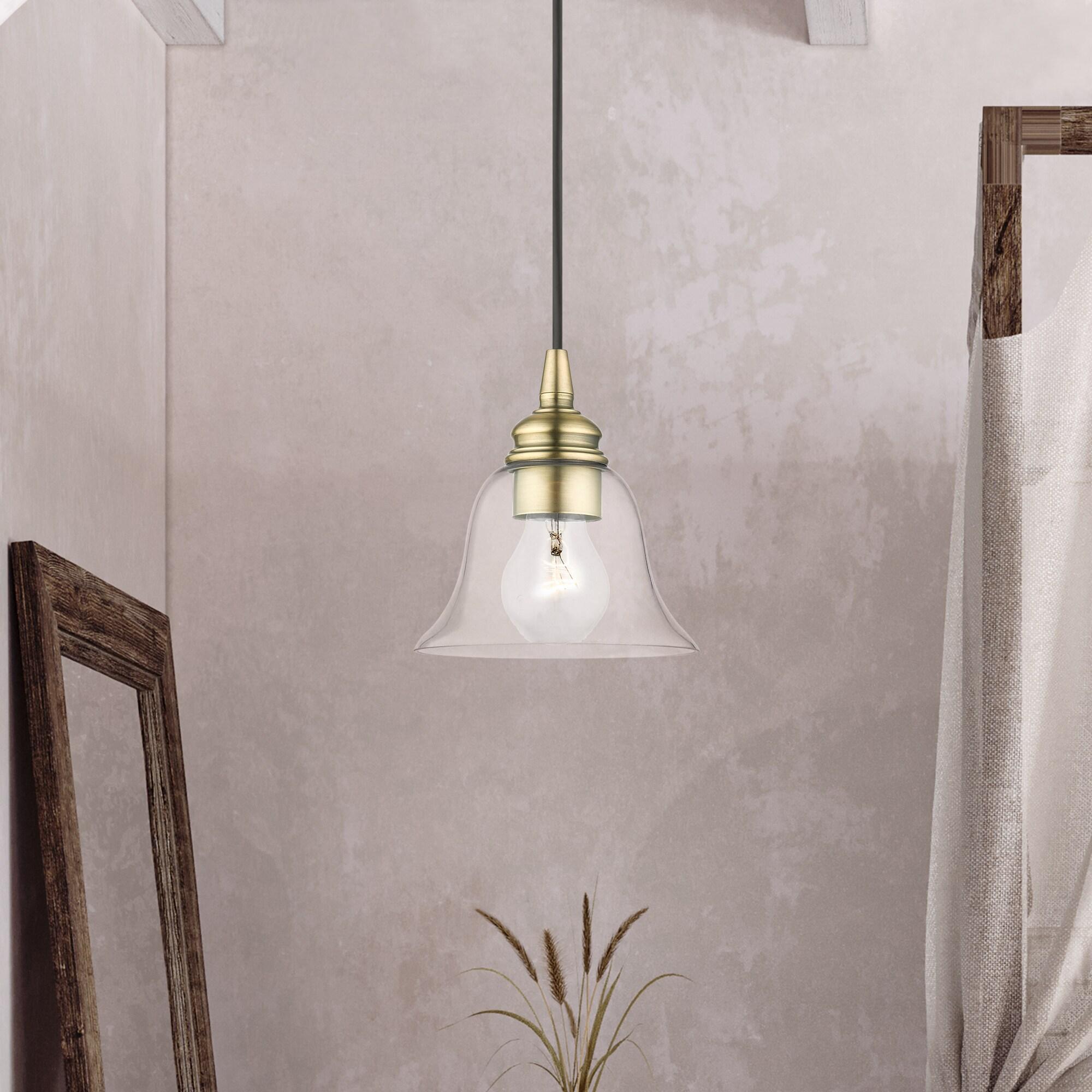 Livex Lighting Moreland 1 - Light Pendant in Antique Brass