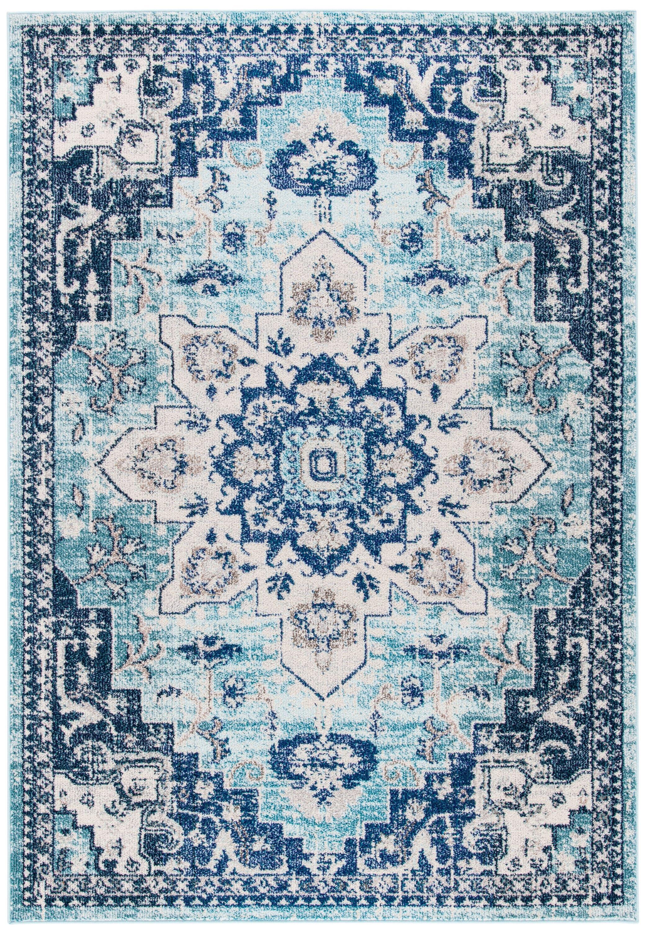 Madison MAD473 Power Loomed Indoor Area Rug - Teal/Navy - 5'3"x7'6" - Safavieh