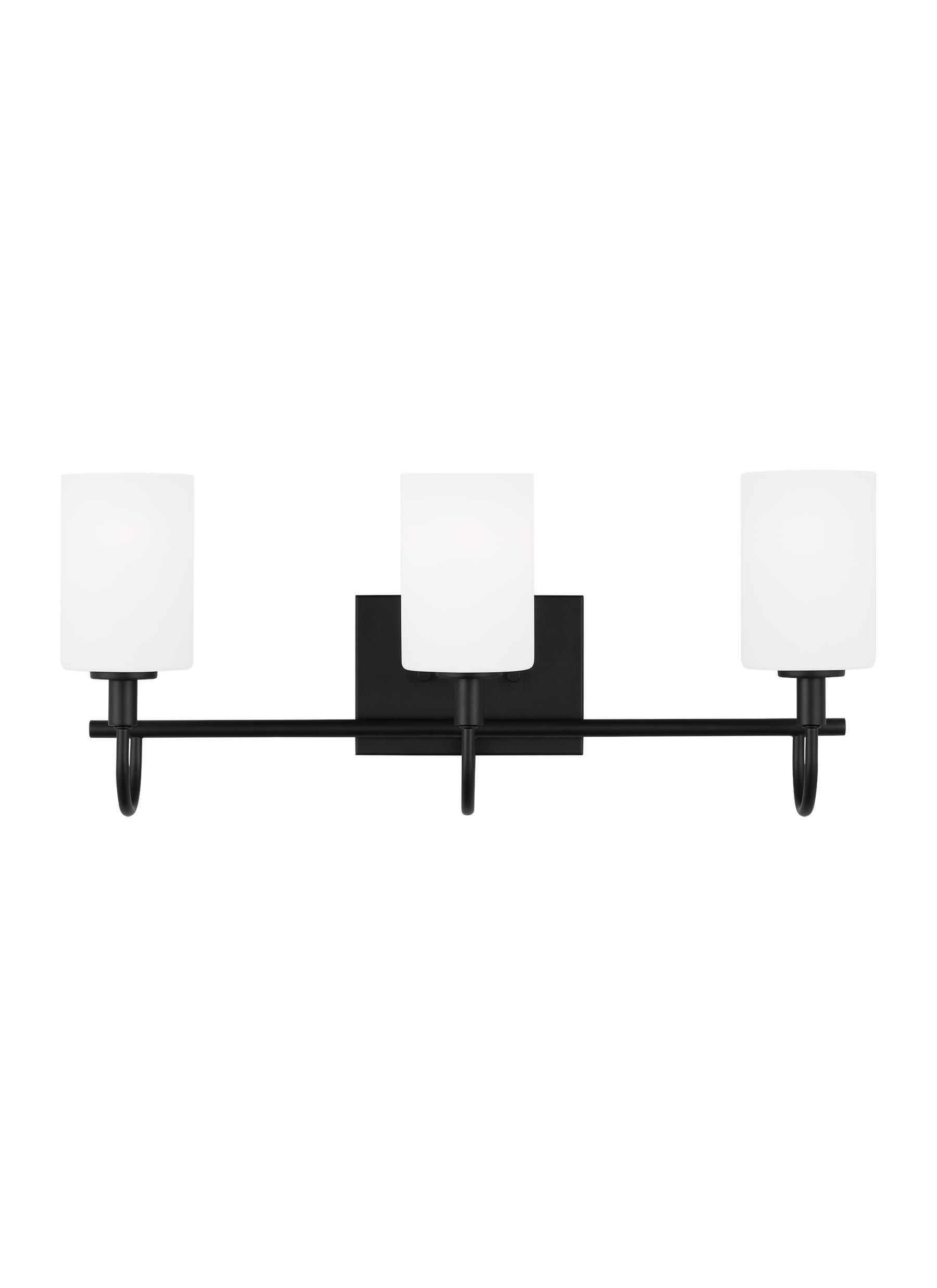 Midnight Black Oak Moore 3-Light Vanity with Etched White Glass