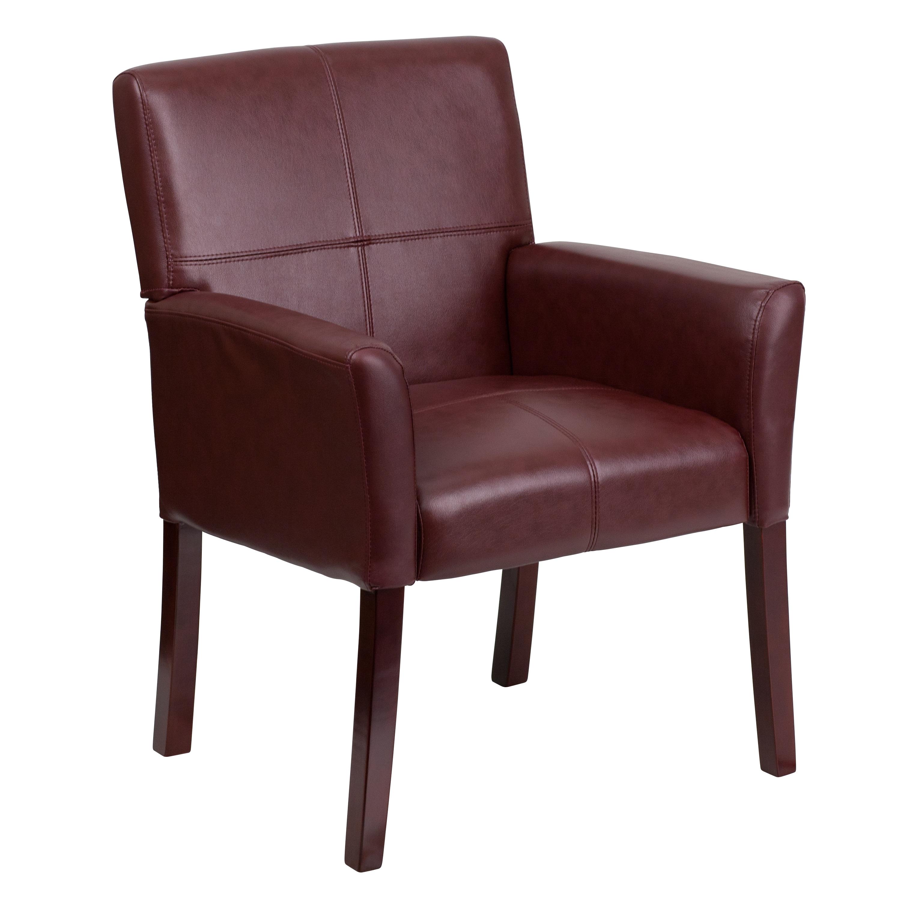 Paulson LeatherSoft Executive Side Reception Chair with Mahogany Legs