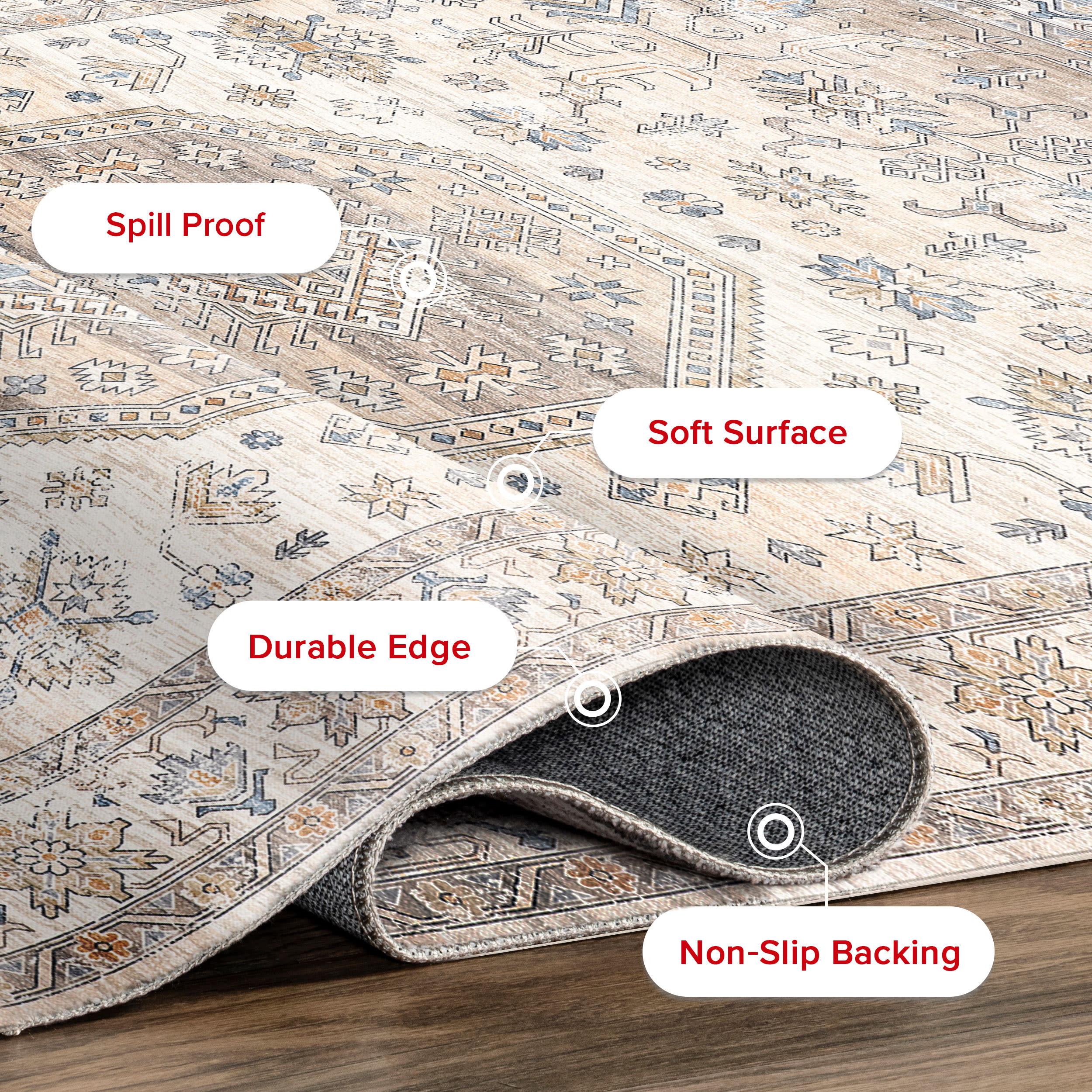 Nuloom Darby Medallion 9x12 Spill Proof Machine Washable Indoor Area Rug for Living Room Bedroom Dining Room, Beige/Ivory