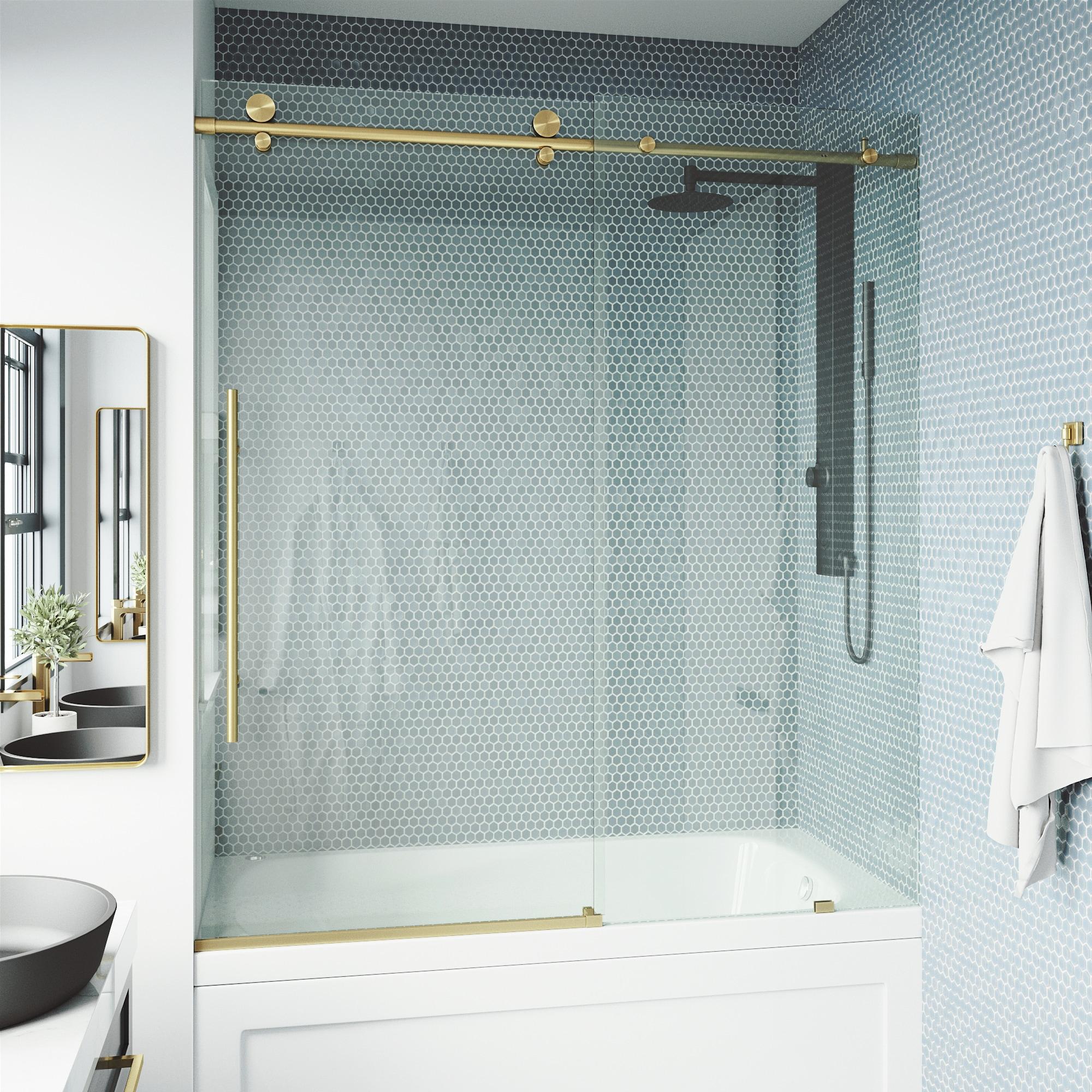 Elan E-Class 56-60" W x 66" H Sliding Frameless Tub Door with 3/8" Clear Glass