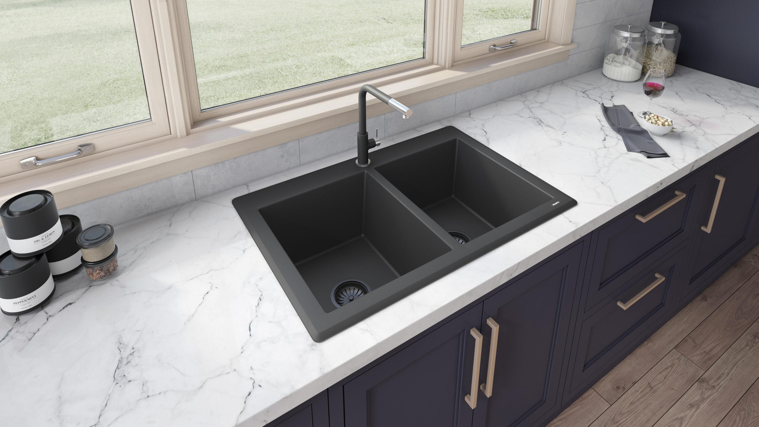 Ruvati 33 x 22 inch epiGranite Top-Mount Granite Composite Kitchen Sink