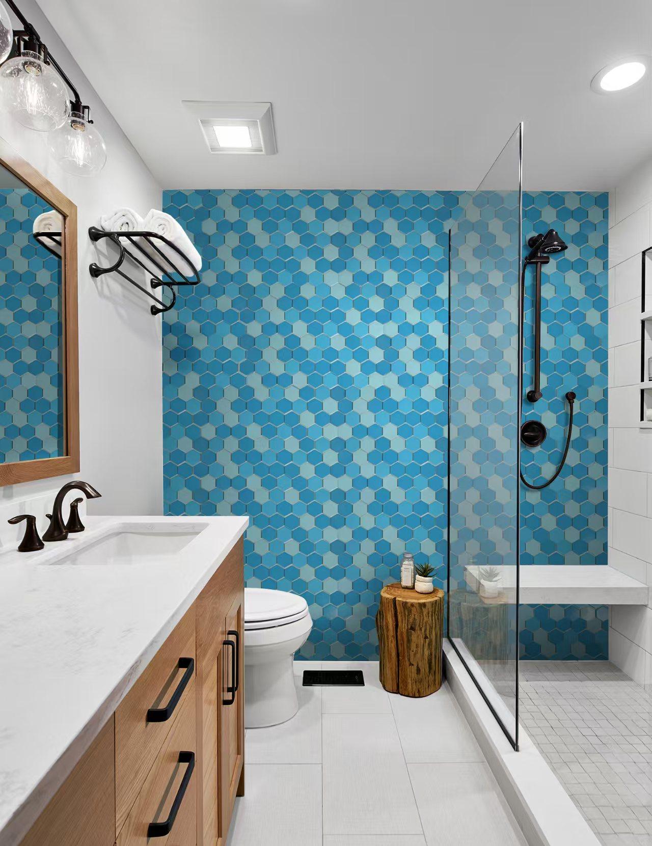 Abolos Handicraft 12 in. x 12 in. Stained Glass Straight Edge Linear Mosaic Wall & Pool Tile