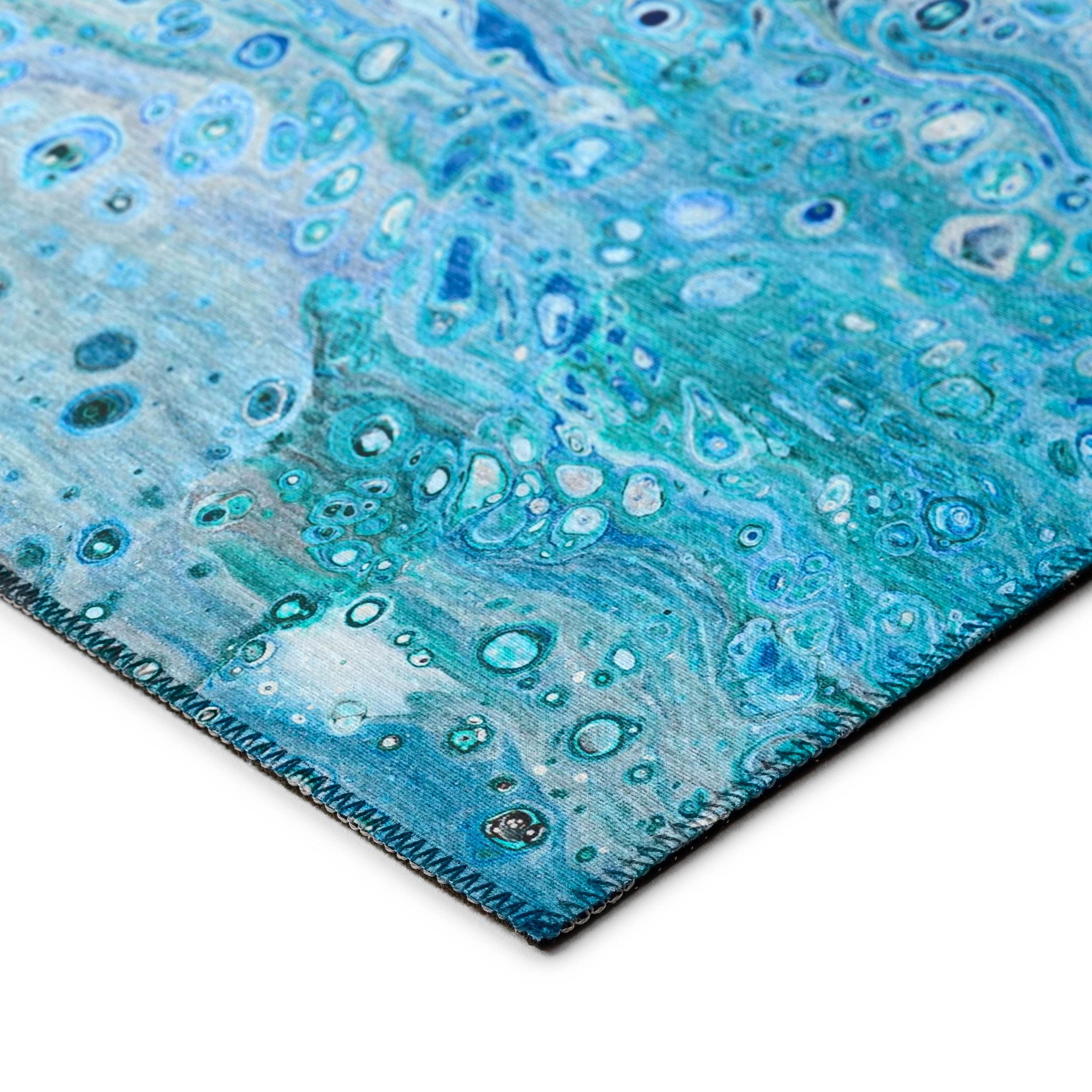 Karina Blue Contemporary Artistic Color Splash 1'8" x 2'6" Non-Skid Accent Rug