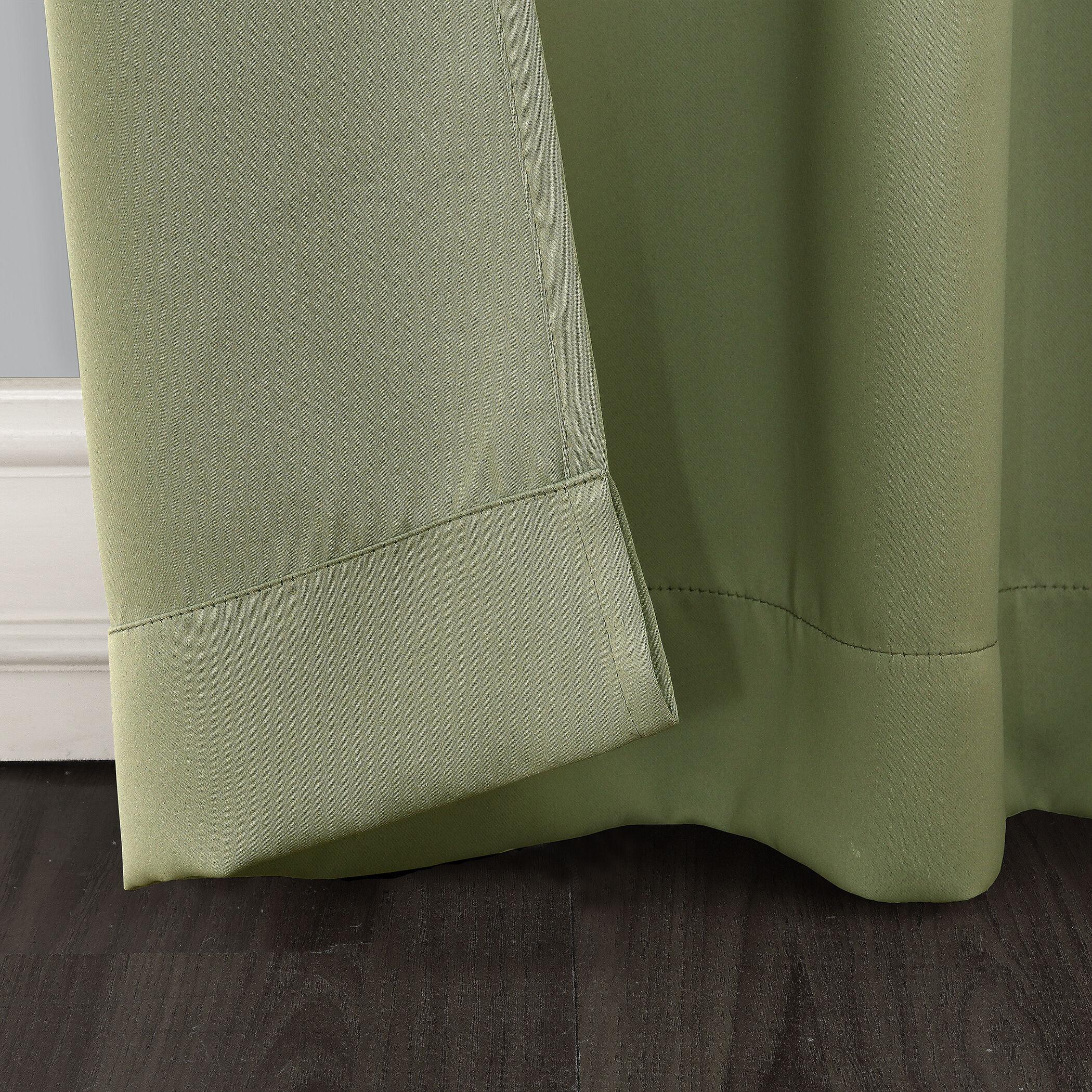 40"x95" Sun Zero Blackout Kenneth Energy Saving Rod Pocket Curtain Panel Sage Green: Noise Reduction, Energy Efficient