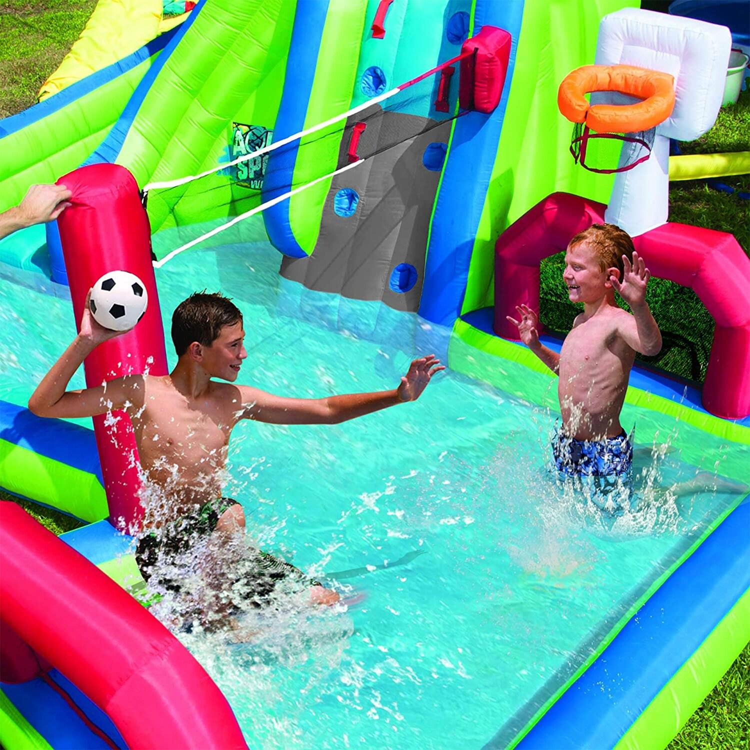 Banzai Banzai Aqua Sports Kids Inflatable Outdoor Backyard Water Slide Splash Park
