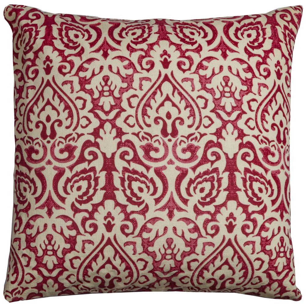 22"x22" Dulane Damask Square Throw Pillow Red - Rizzy Home: Cotton, Indoor, Zipper Closure, Machine Washable