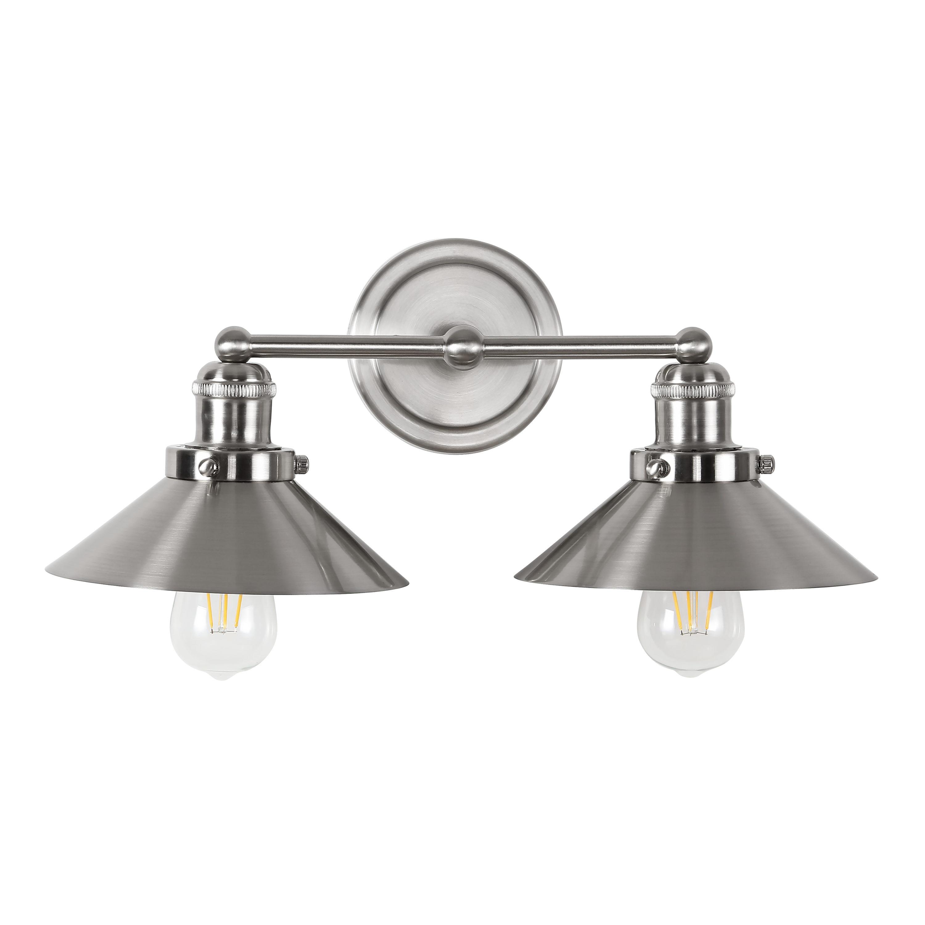 July 17.5 in. 2-Light Nickel Metal Vanity Light