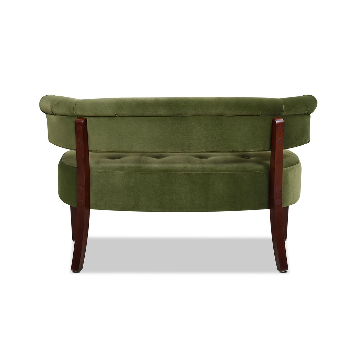 Jennifer Taylor Home Jared Roll Arm Tufted Bench Settee, Olive Green Velvet