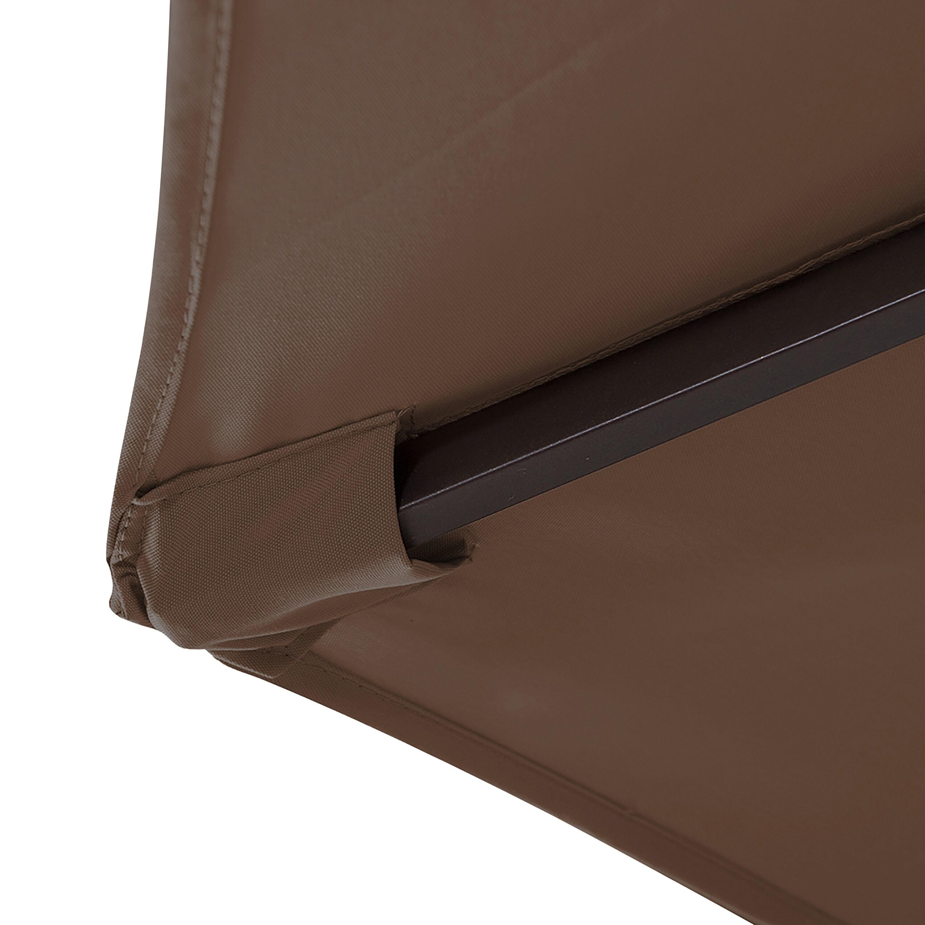 Westin Outdoor 9 Ft Market Patio Umbrella with Round Resin Base for Outdoor Garden UV Water Weather Resistant, Coffee