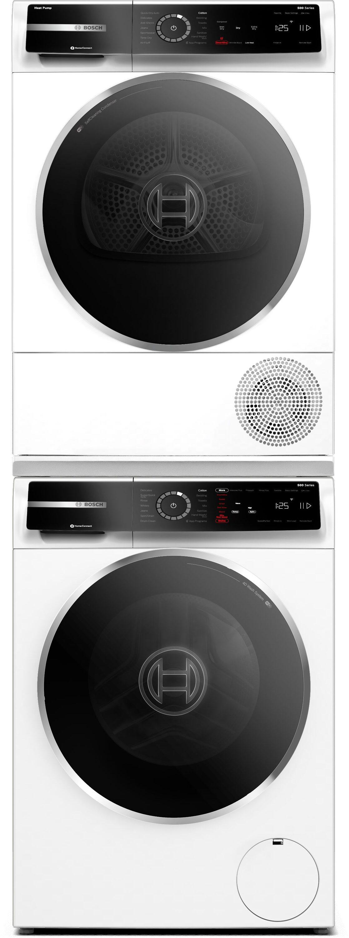 Bosch 500 Series White Smart Front Load Washer with Stainless Steel Drum