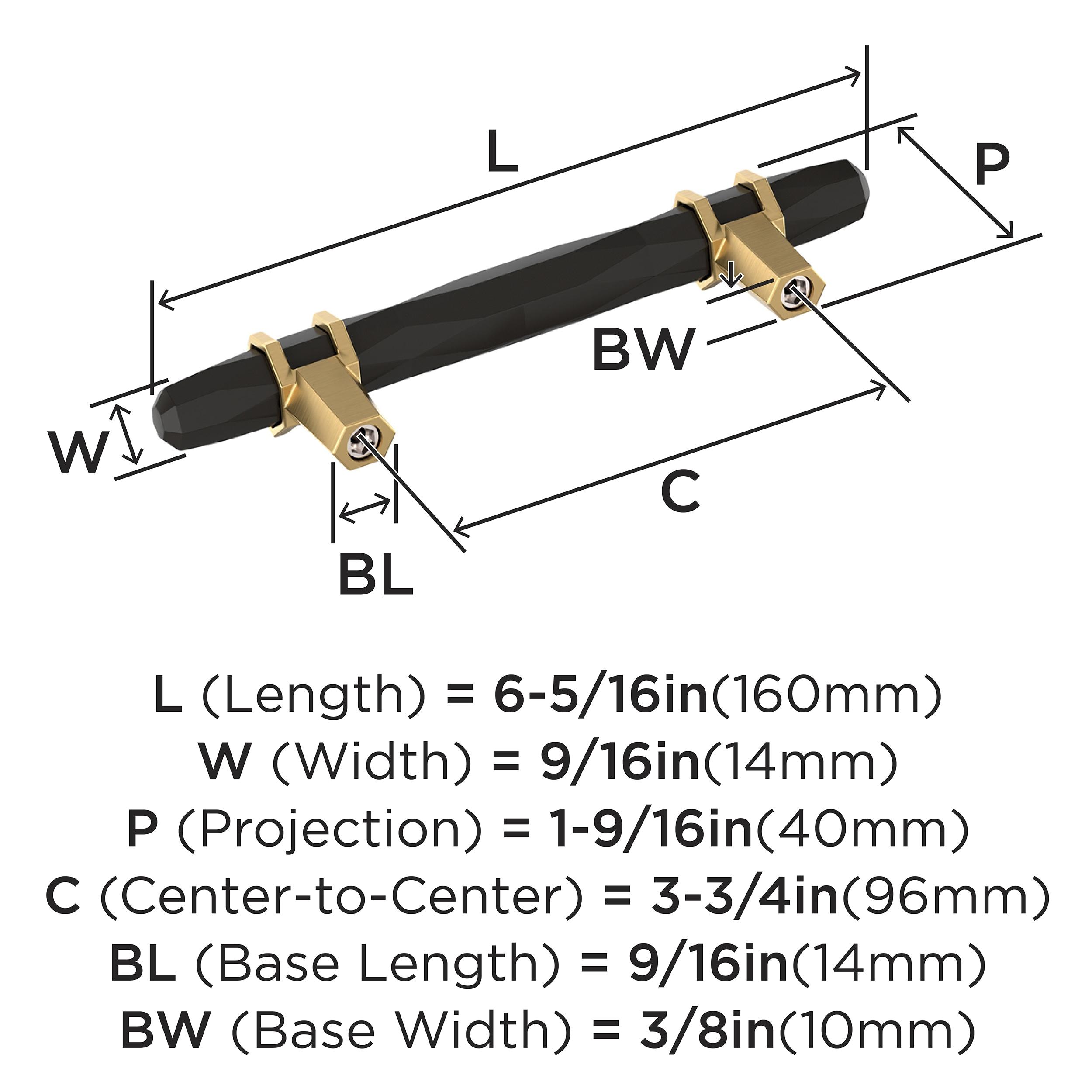 Amerock London 3-3/4 inch (96mm) Center-to-Center Black Bronze/Champagne Bronze Cabinet Pull