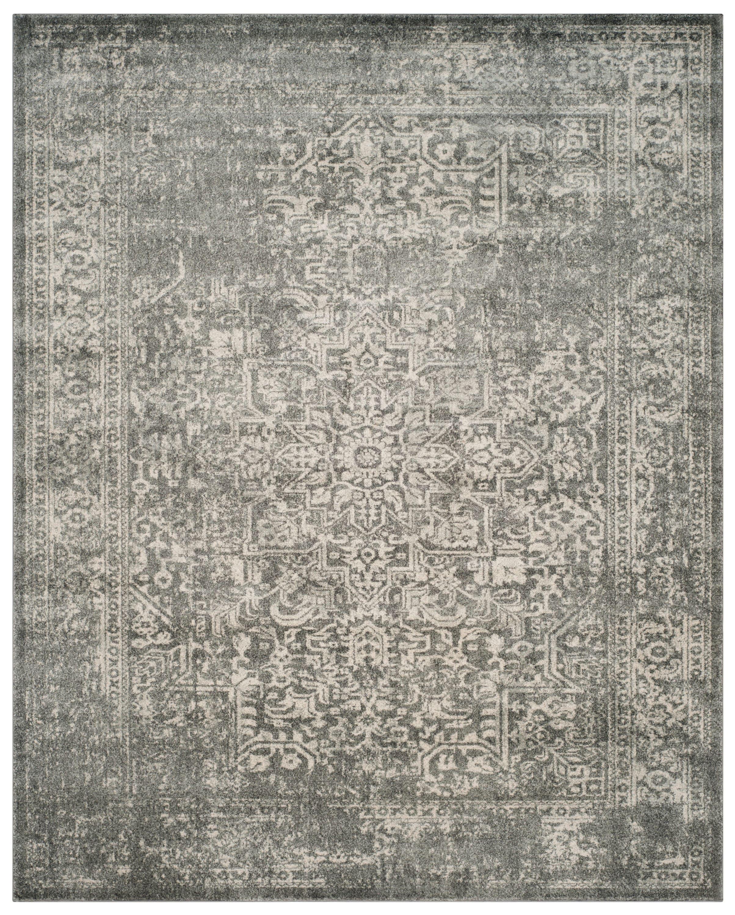 Evoke EVK256 Power Loomed Area Rug - Silver/Ivory - 8'x10' - Safavieh.