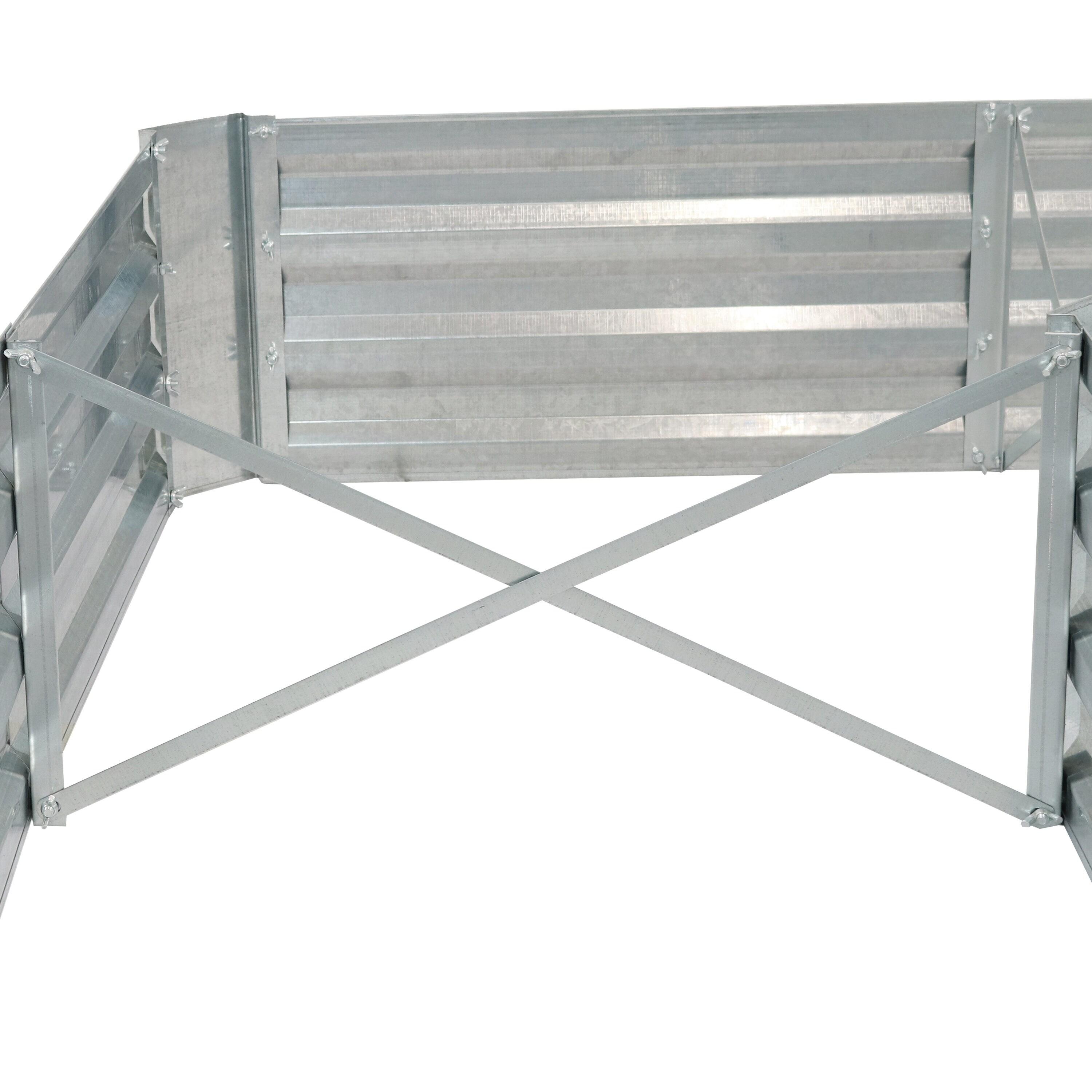 Sunnydaze Outdoor Galvanized Steel L-Shaped Raised Garden Bed for Plants, Vegetables, and Flowers - 59.5" - Silver