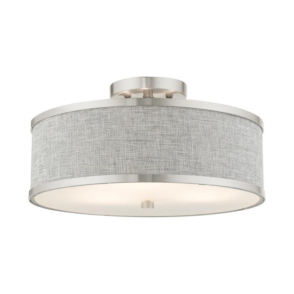 Livex Lighting Park Ridge 3 - Light Semi-Flush Mount in  Brushed Nickel