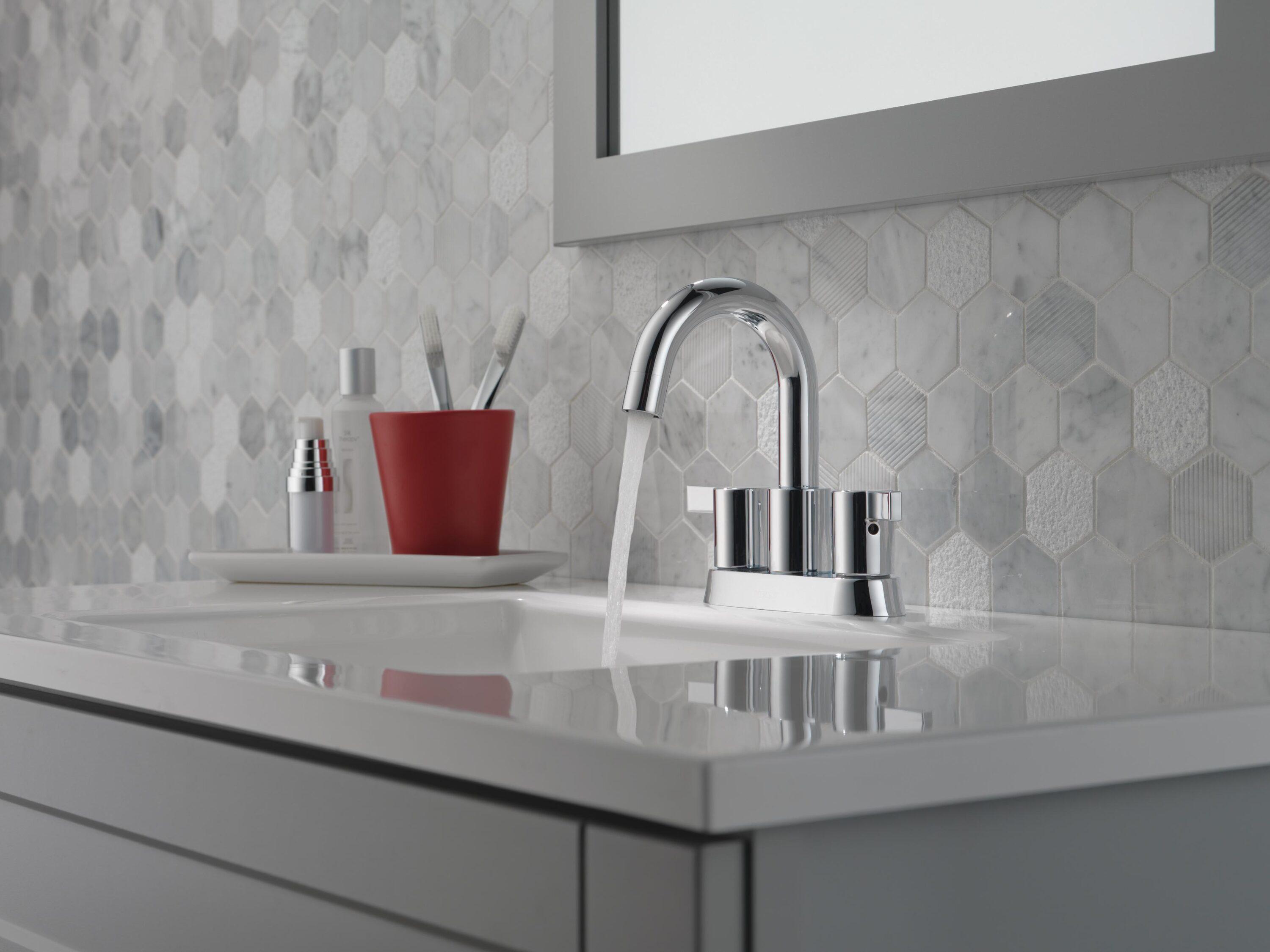 Precept Two Handle Centerset Bathroom Faucet with Drain Assembly