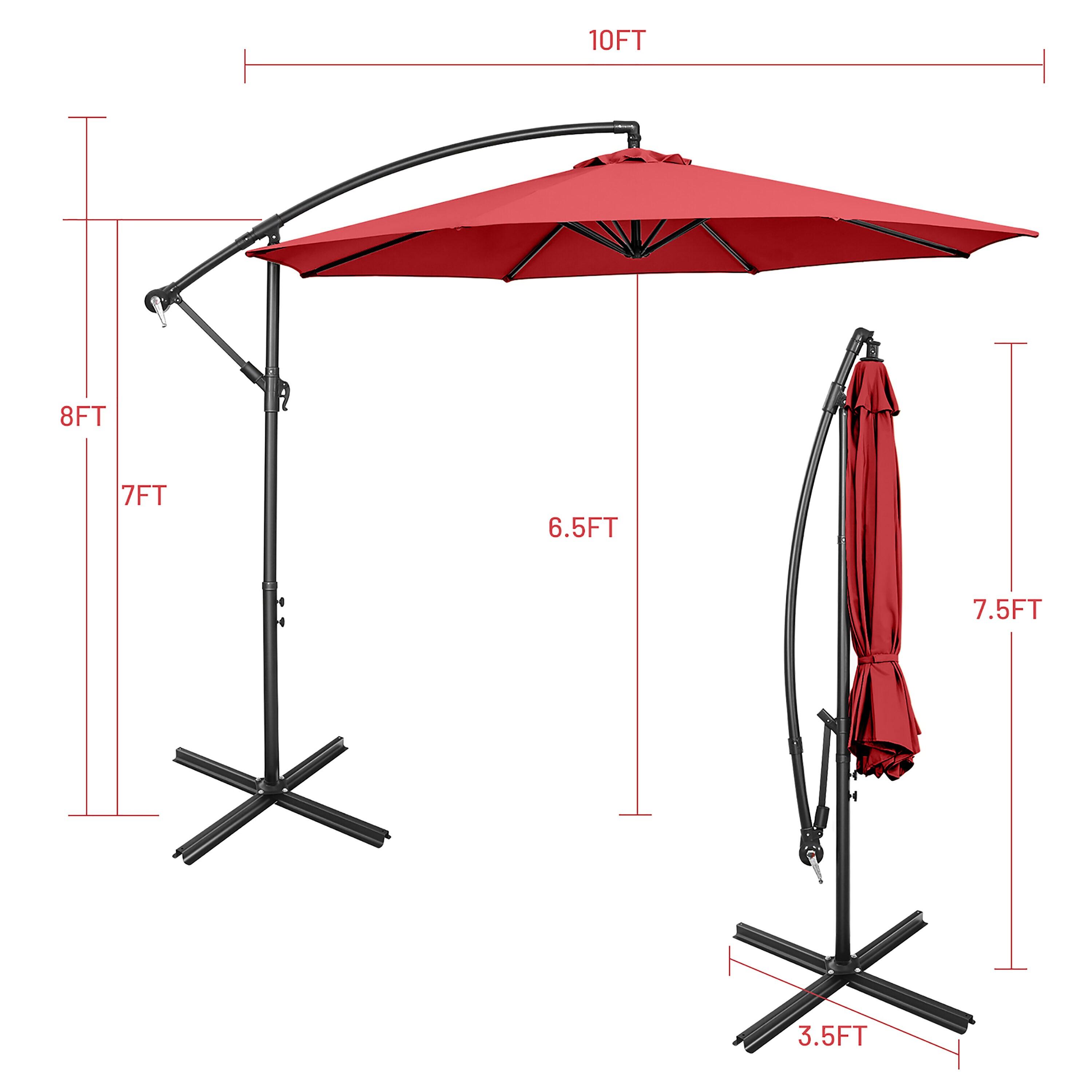 Costway  10 FT Patio Offset Umbrella w/8 Ribs Cross Base Tilt Claret