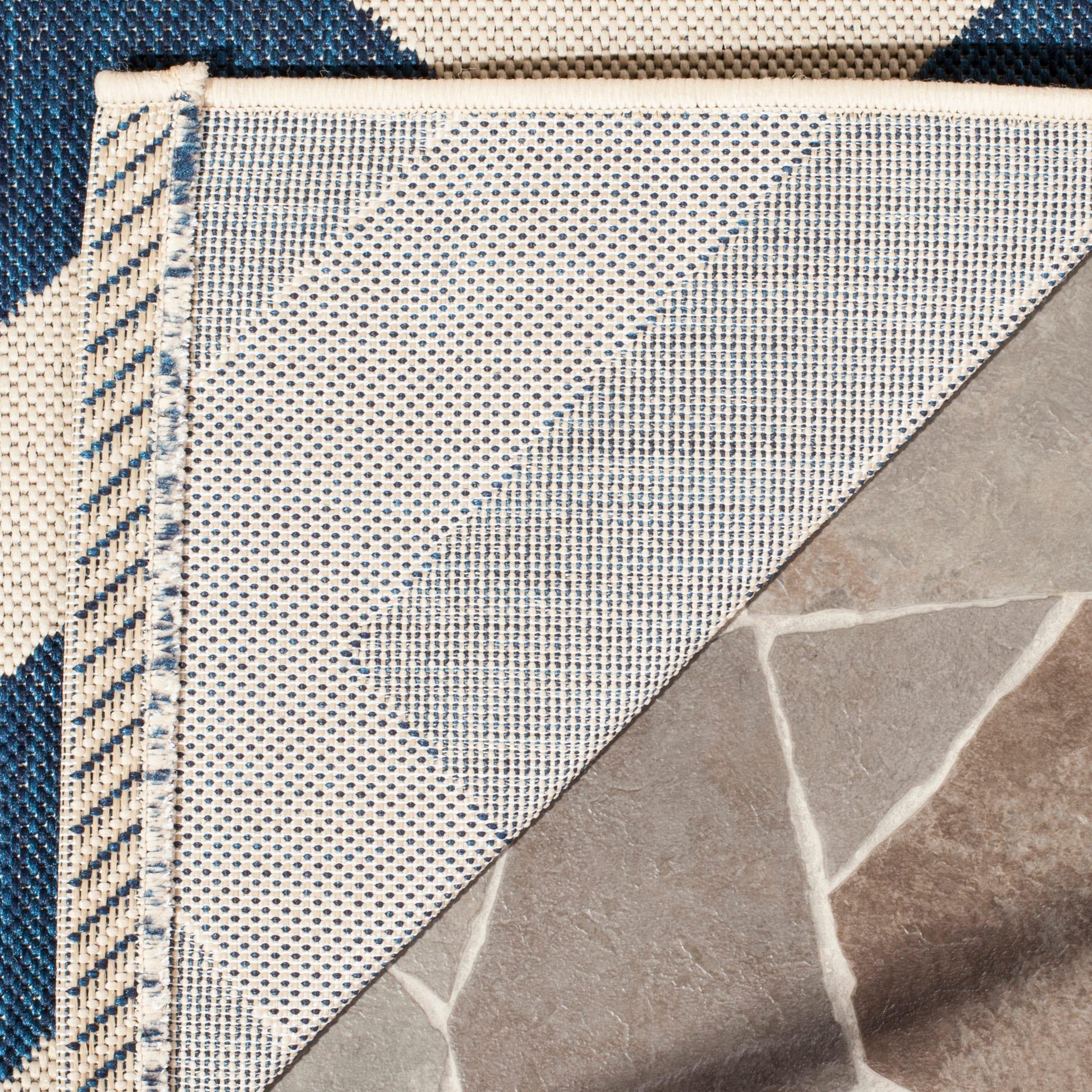Courtyard CY6244 Power Loomed Indoor and Outdoor Area Rug - Navy/Beige - 4'x5'7" - Safavieh