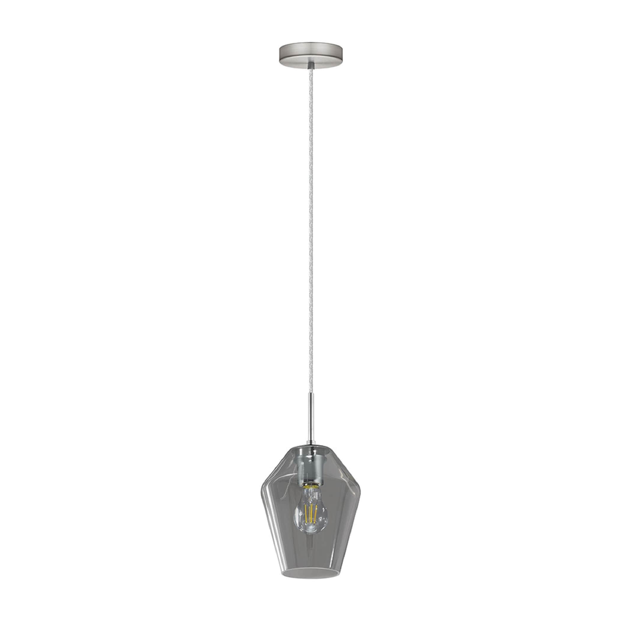 Murmillo Matte Nickel Mini Pendant with Smoked Glass Shade