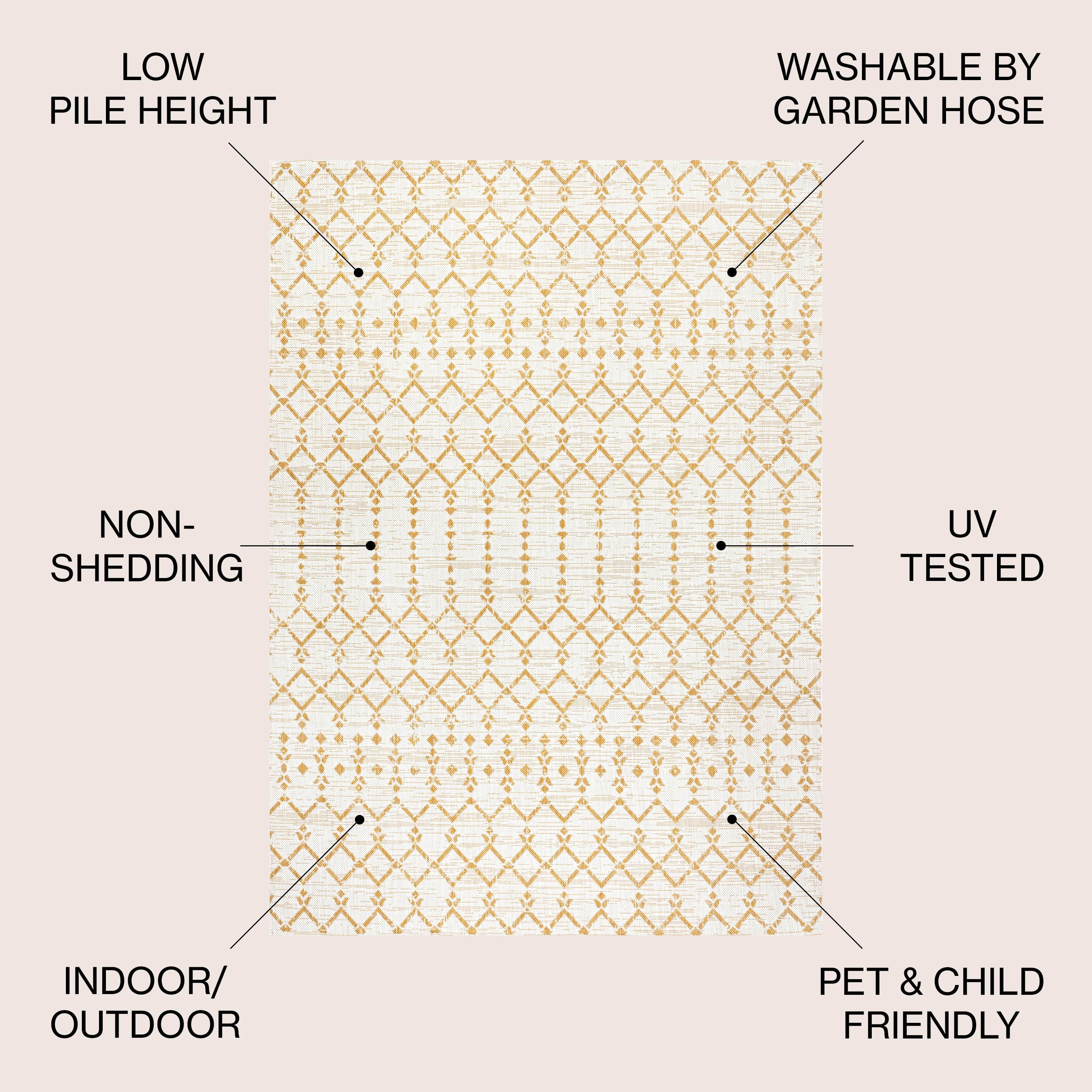 4' x 6' Ourika Moroccan Geometric Textured Weave Indoor/Outdoor Area Rug, Cream/Yellow - JONATHAN Y