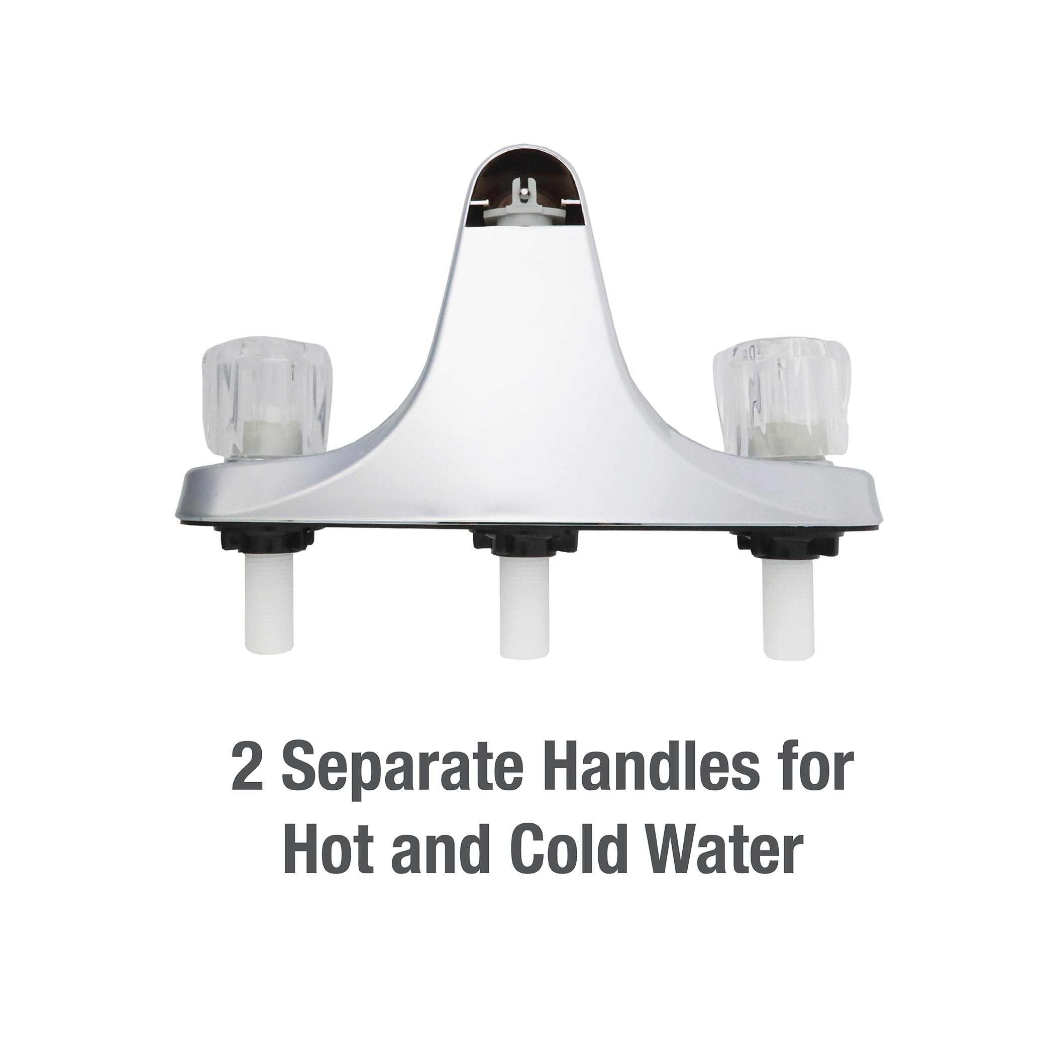 Danco Mobile Home RV Tub Shower Center-Set Faucet, 8 inch, 2-Handle, Chrome with Clear Acrylic Handles (33156X)