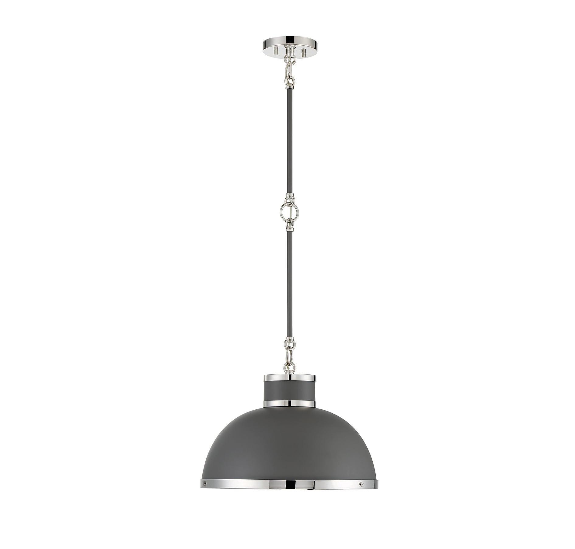 Savoy House Corning 1 - Light Pendant in  Gray/Polished Nickel
