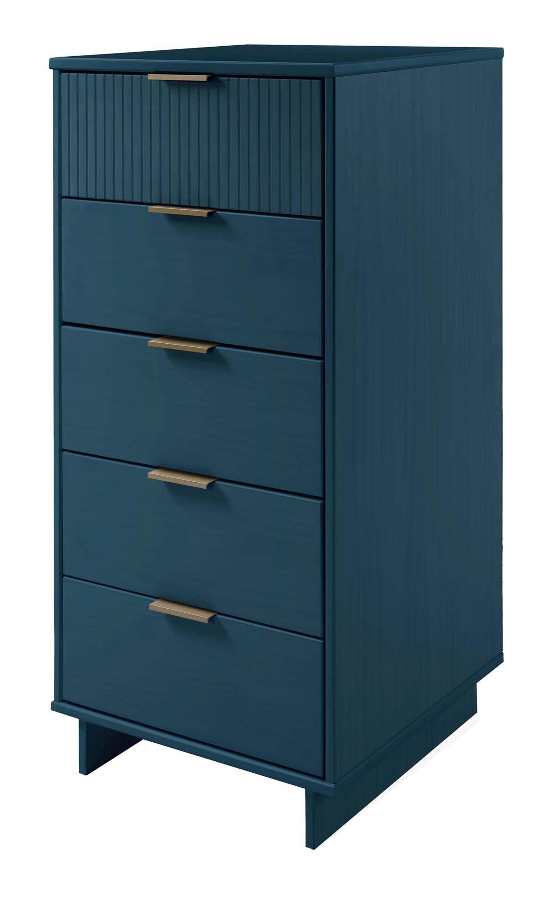 Manhattan Comfort 3pc Granville Chest with Single Dresser and Double Dresser Bedroom Set Midnight Blue: Includes Anti-Tip Hardware, Modern Style