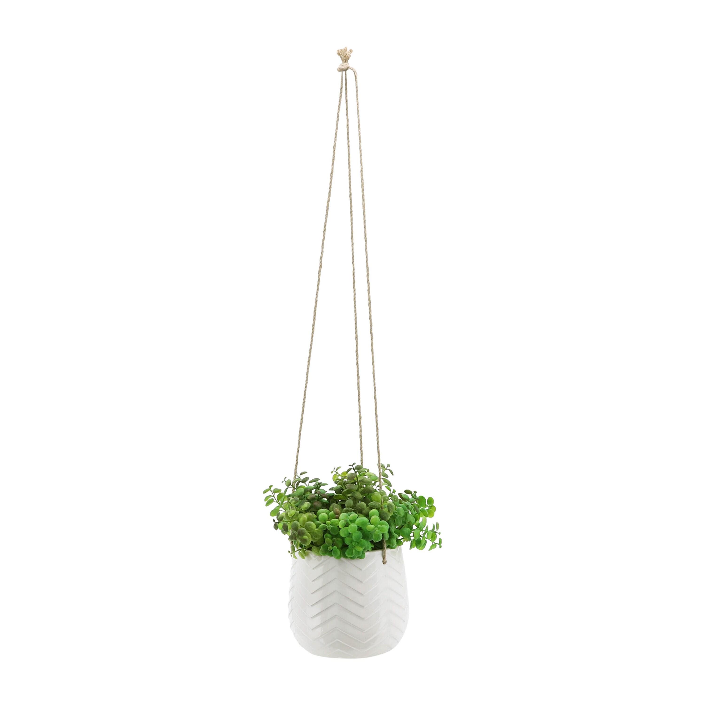 Sagebrook Home 7" Wide Chevron Ceramic Hanging Planter Pot White