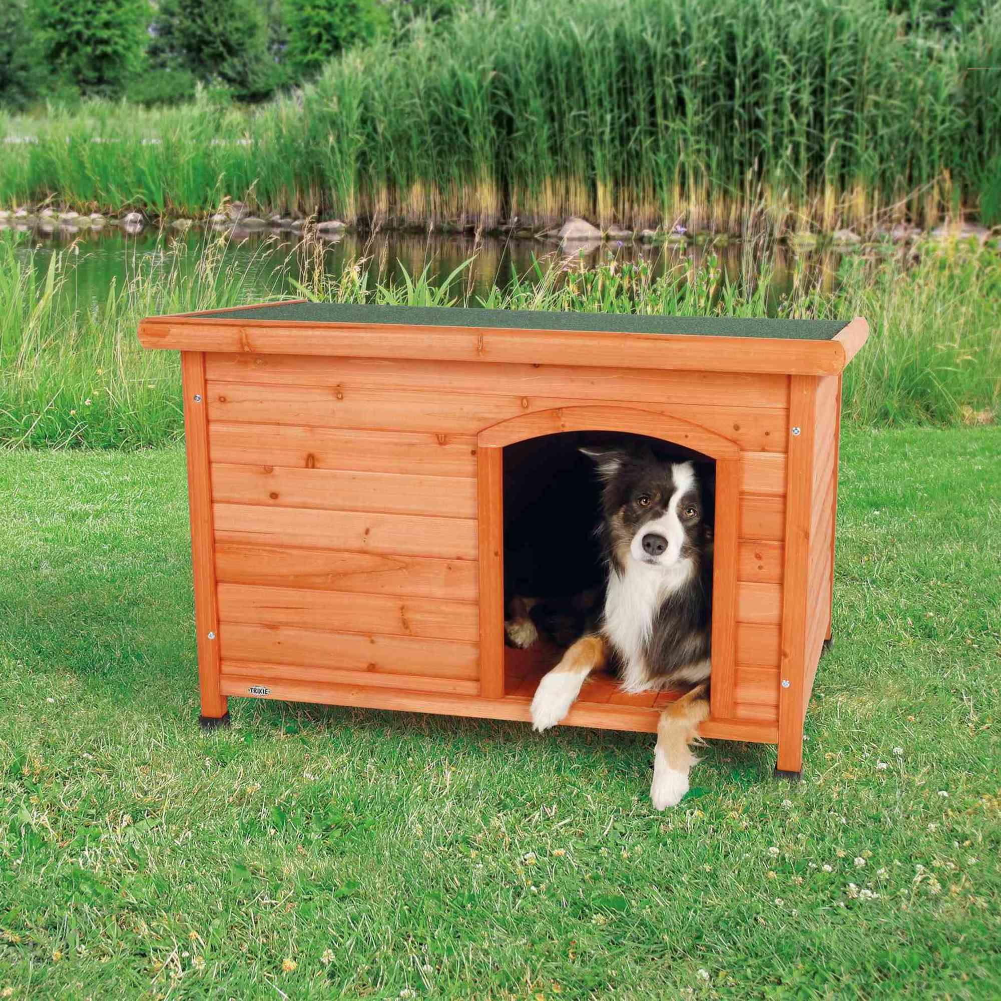 TRIXIE TRIXIE natura Classic Dog House, Flat Hinged Roof, Adjustable Legs, Elevated Pet Shelter
