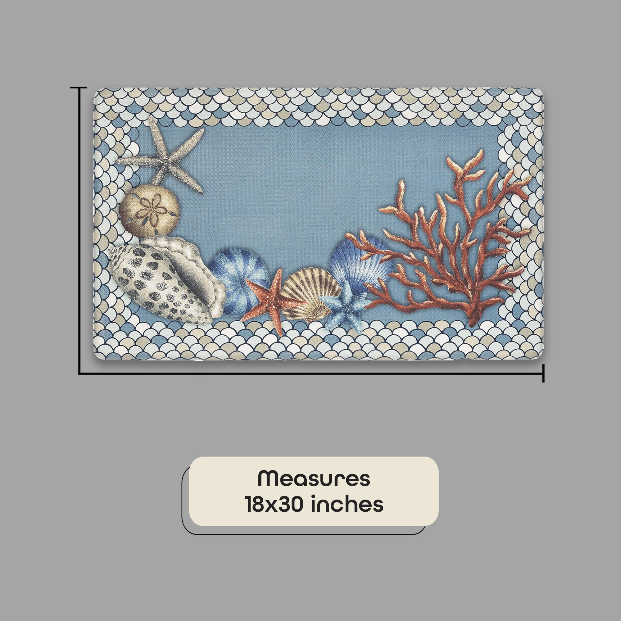 GoodGram Oversized Premium Anti Fatigue Memory Foam Kitchen Floor Mat - 30 in. W x 18 in. L, Nantucket Coastal