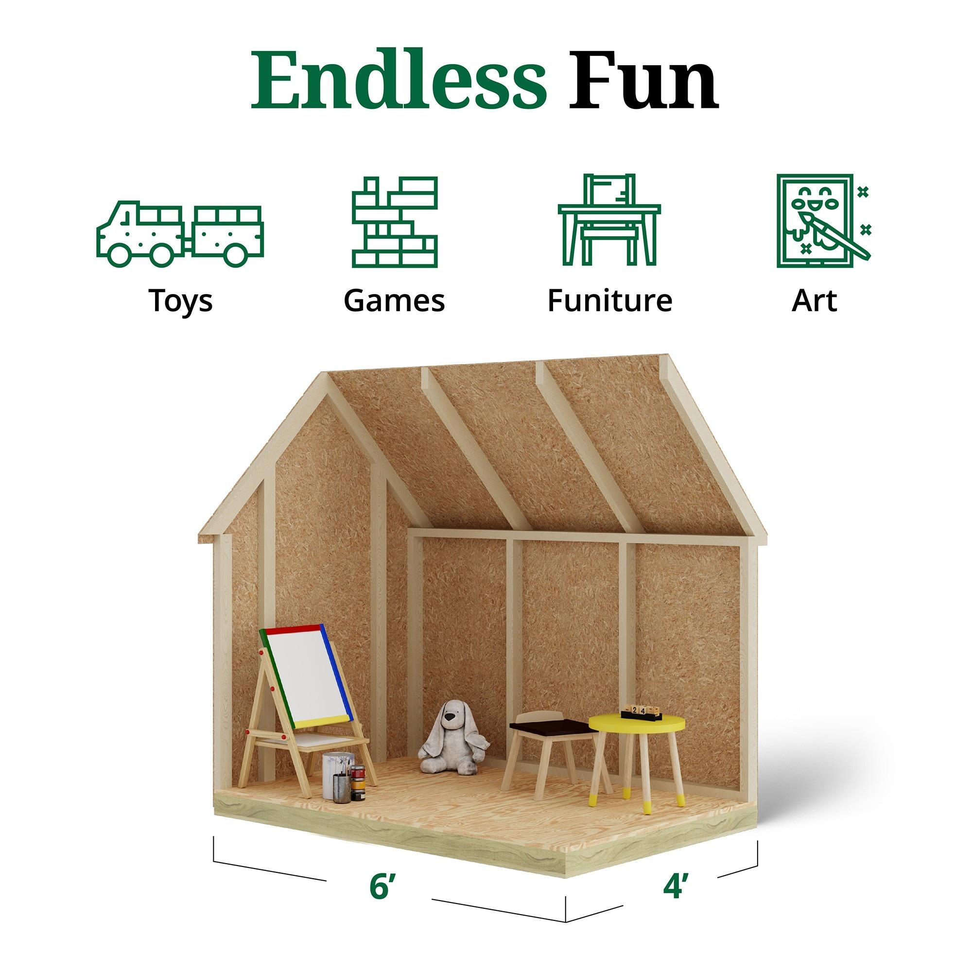 Little Cottage Co. 4x6 Cape Cod Playhouse with Floor, Outdoor Wood Do-It-Yourself Kit