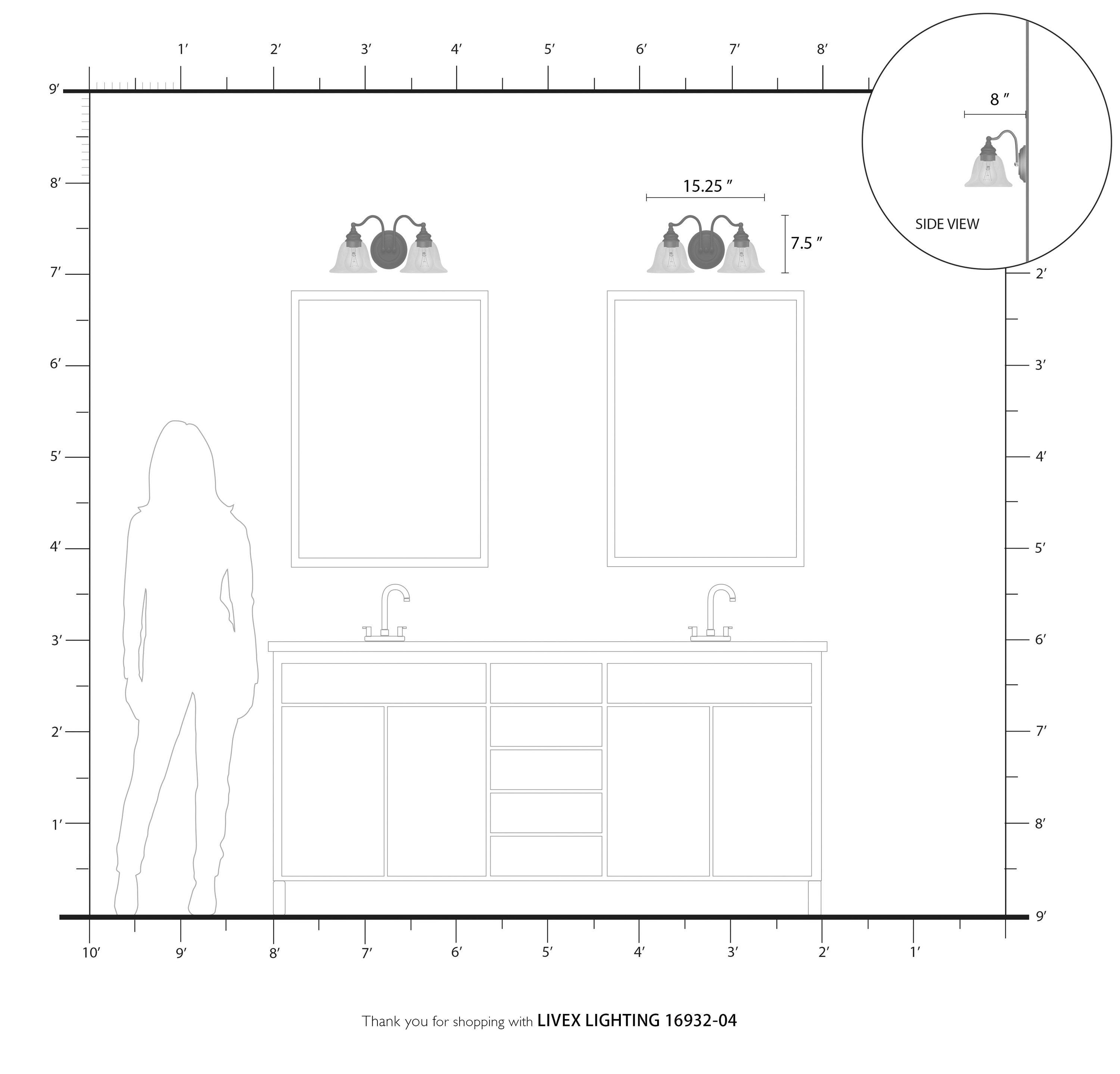 Livex Lighting Moreland 2 - Light Vanity in  Black