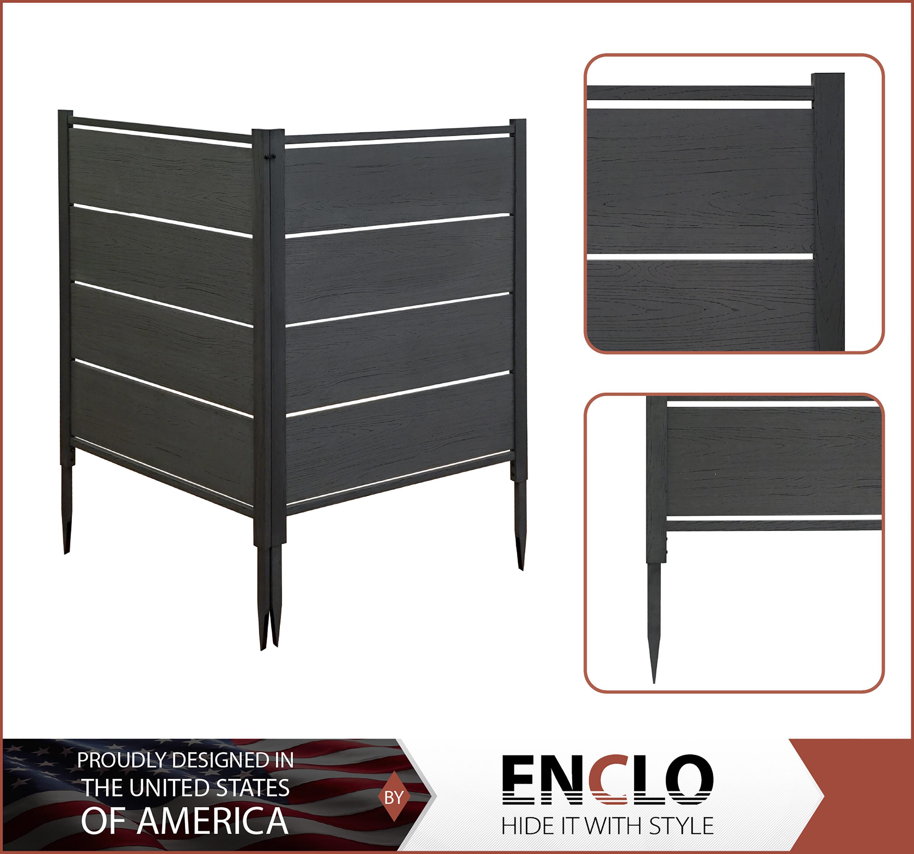 Enclo Enclo 4 ft H x 3.3 ft W Bessemer WoodTek Vinyl Charcoal Privacy Screen Kit (2 Panels)