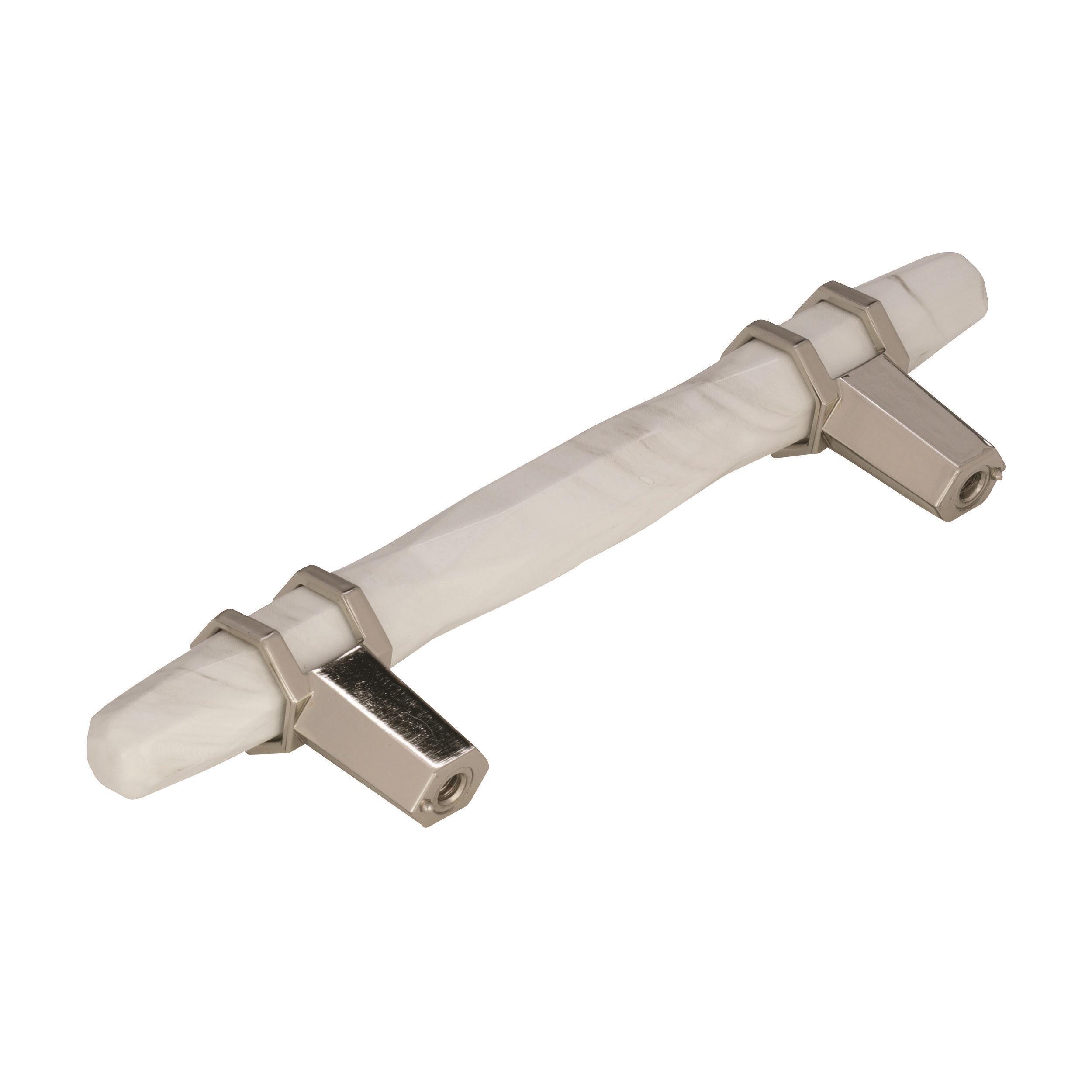 Polished Nickel and Marble White Modern Bar Cabinet Pull