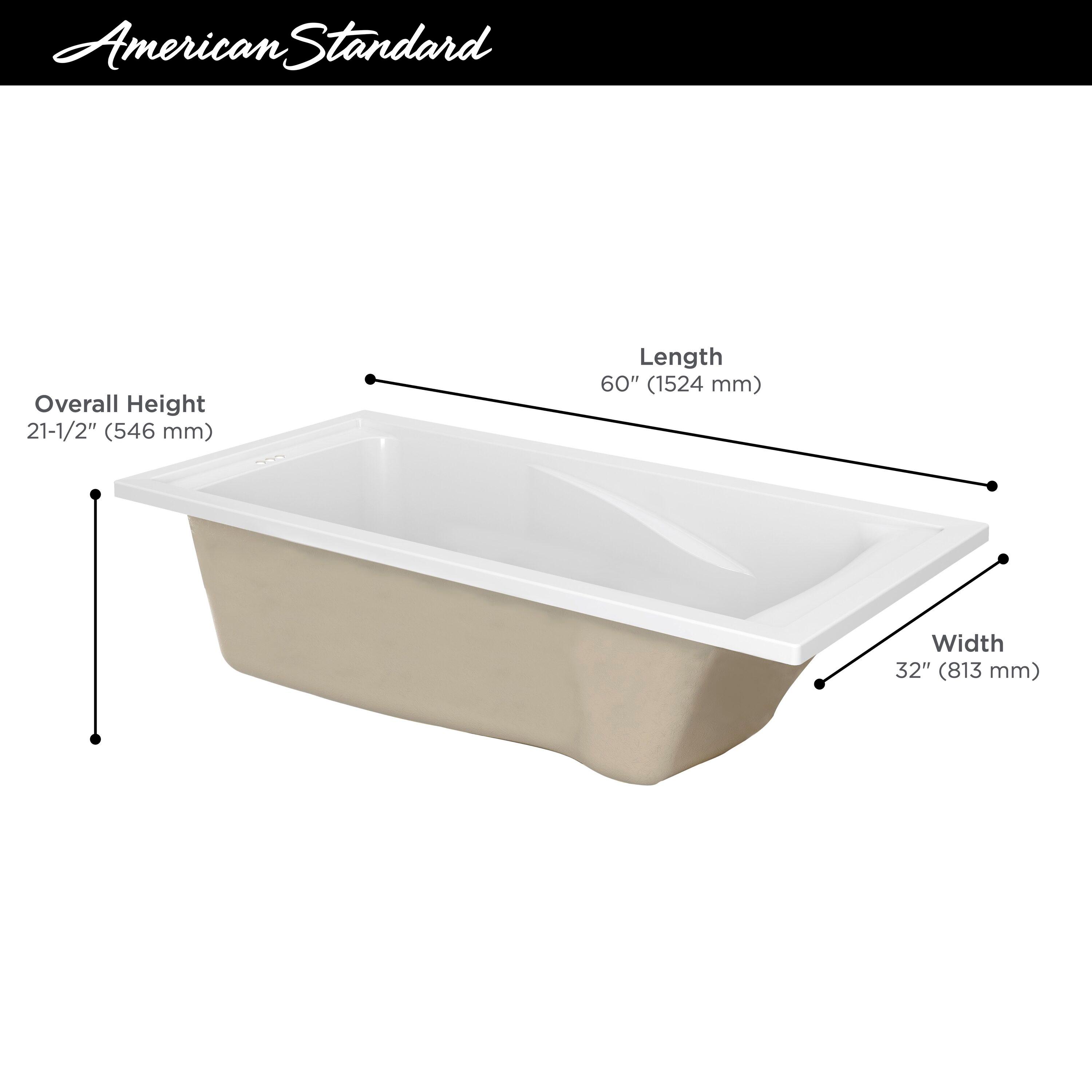 Evolution 60'' x 32'' Drop-In Soaking Fiberglass Bathtub