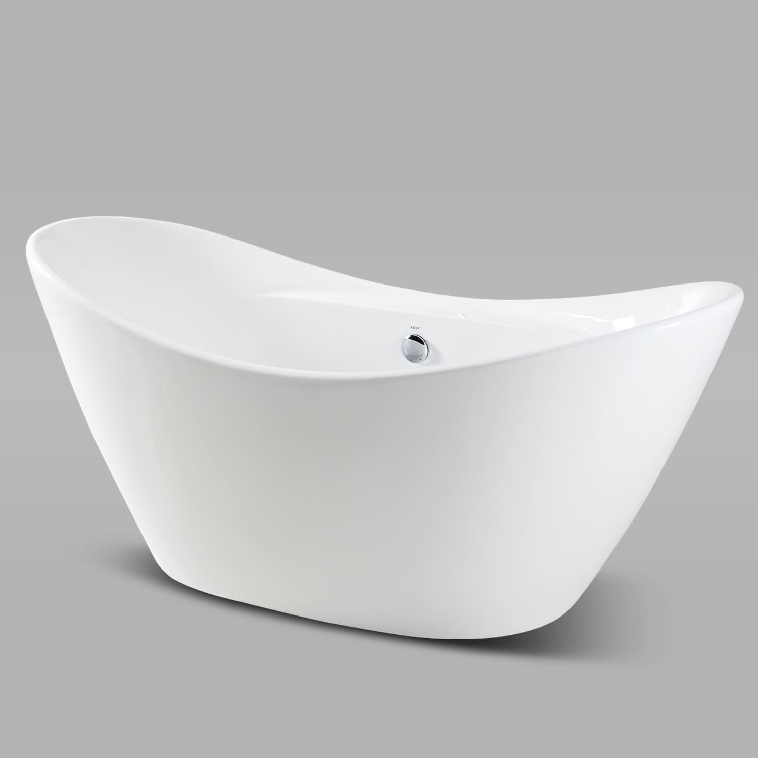 FerdY Boracay 67" Acrylic Freestanding Bathtub With Chrome Drain