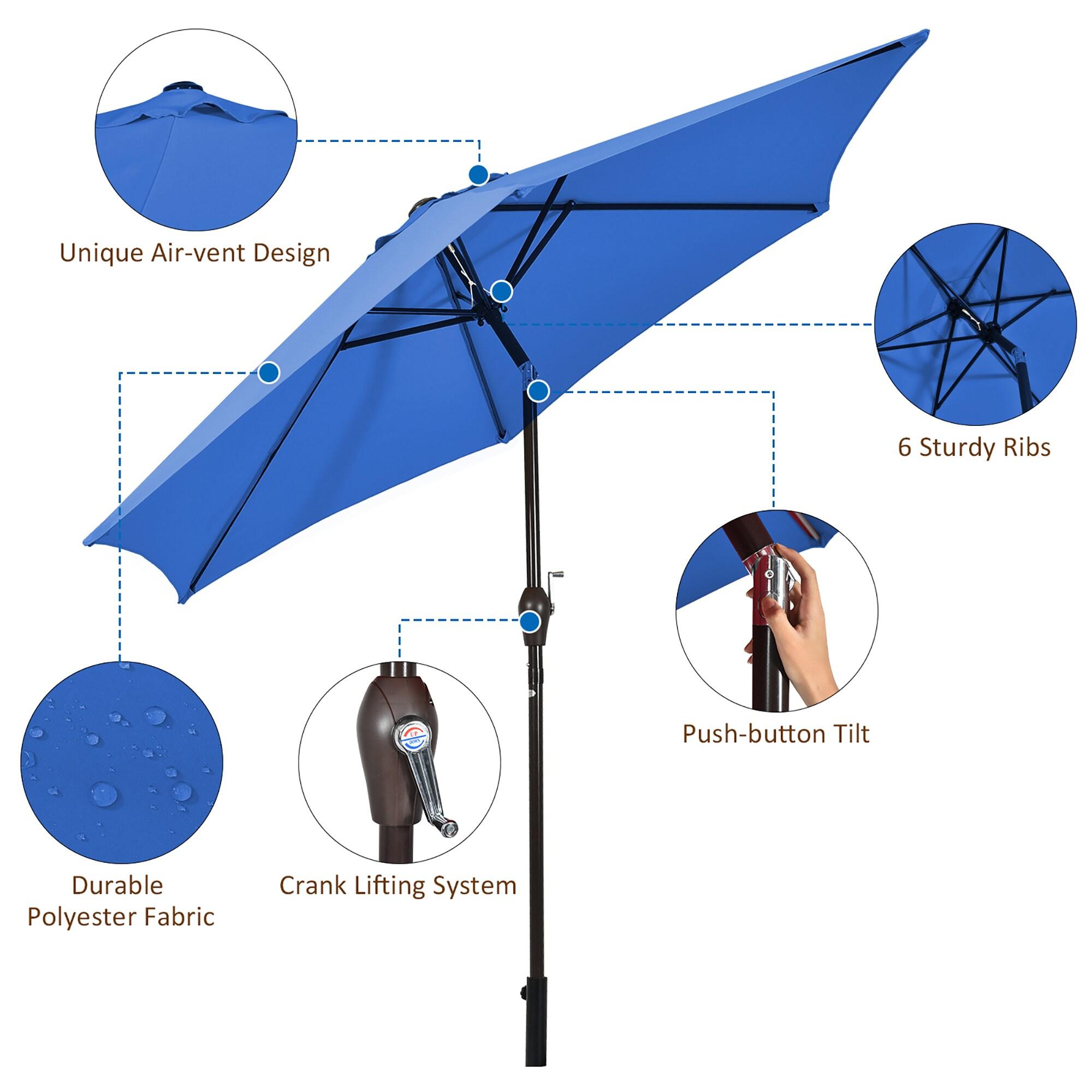 Resenkos 9 ft Outdoor Market Patio Table Umbrella Push Button Tilt Crank Lift-Blue, Patio Offset Umbrella with Easy Tilt Adjustment, Outdoor Hanging Umbrella, Sunshade Umbrella Canopy