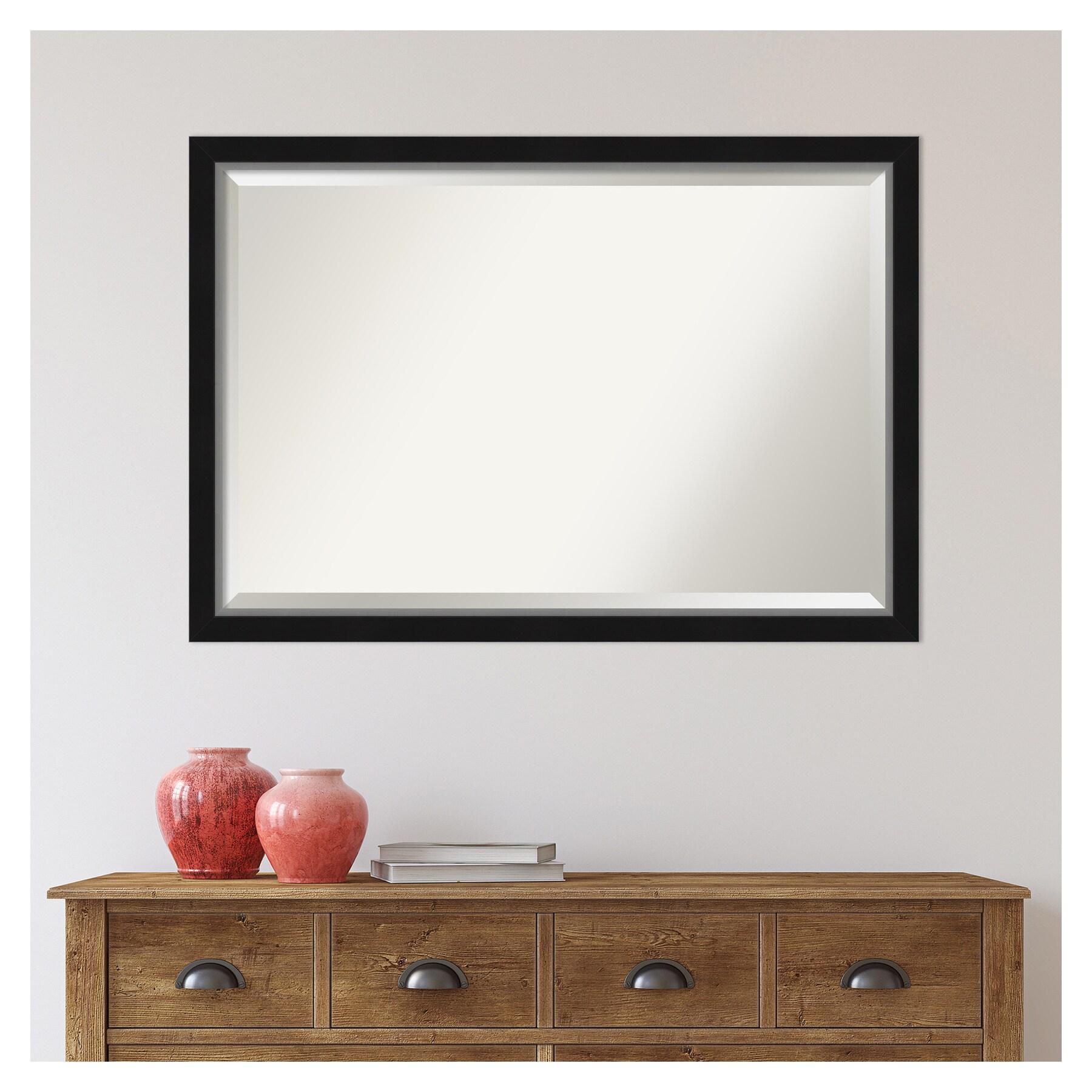 Amanti Art Eva Black Silver Narrow Framed Wall Mirror - 19.12 x 23.12 in