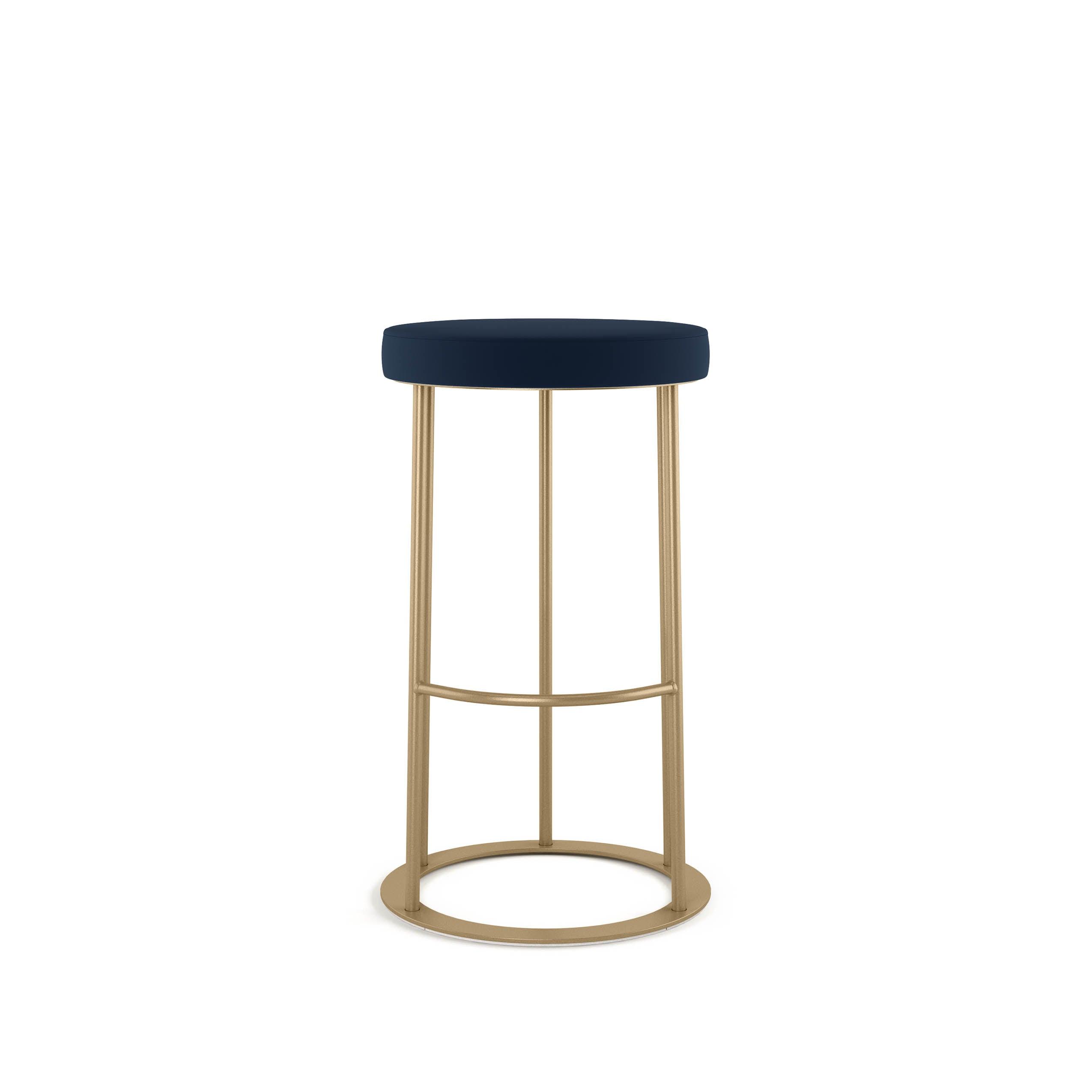 Modern Iris 30" Blue and Gold Metal Backless Bar Stool