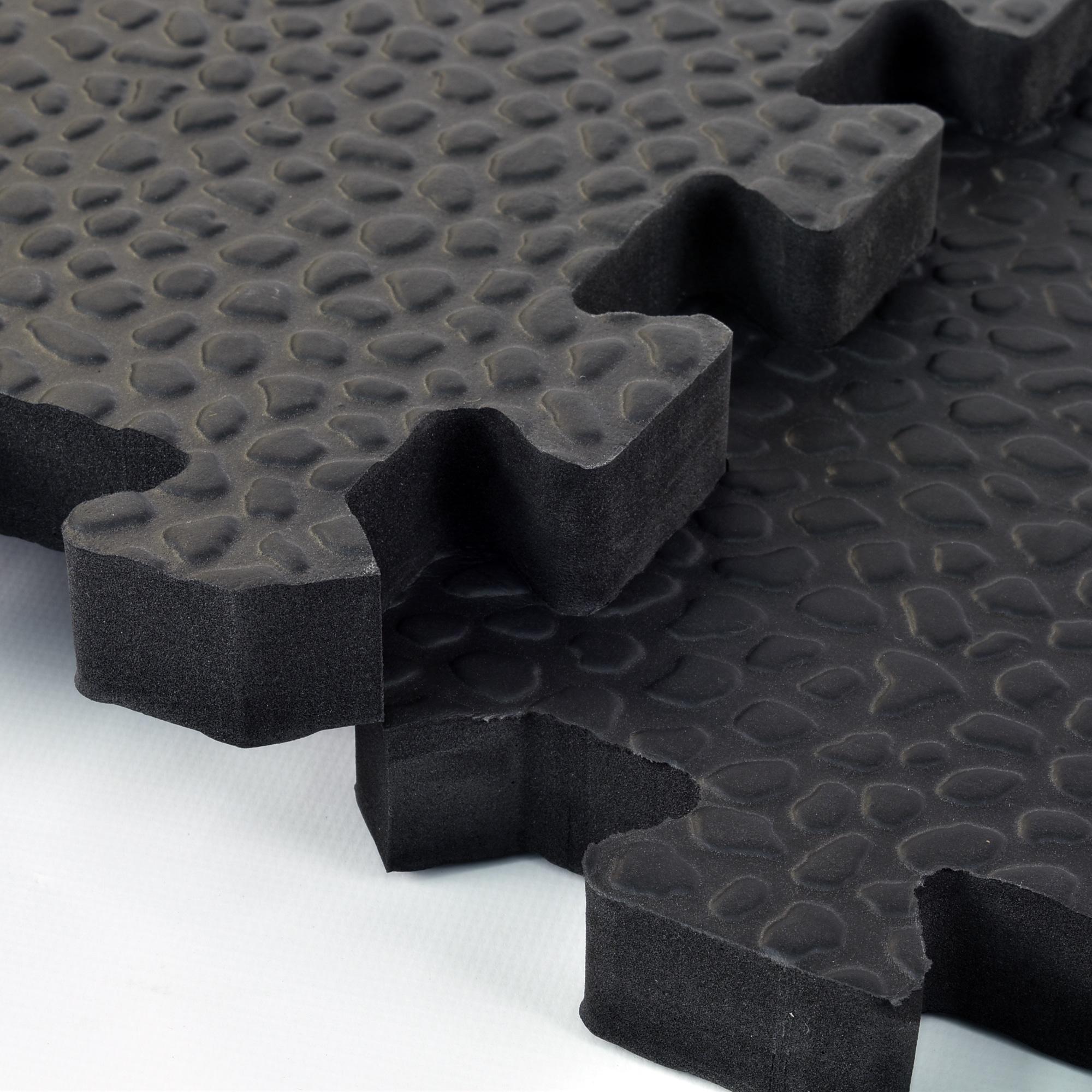 Greatmats Gym Floor Pebble Top Interlocking Foam Tiles Black 10 Pack 2 ft. x 2 ft. x 3/4 in.