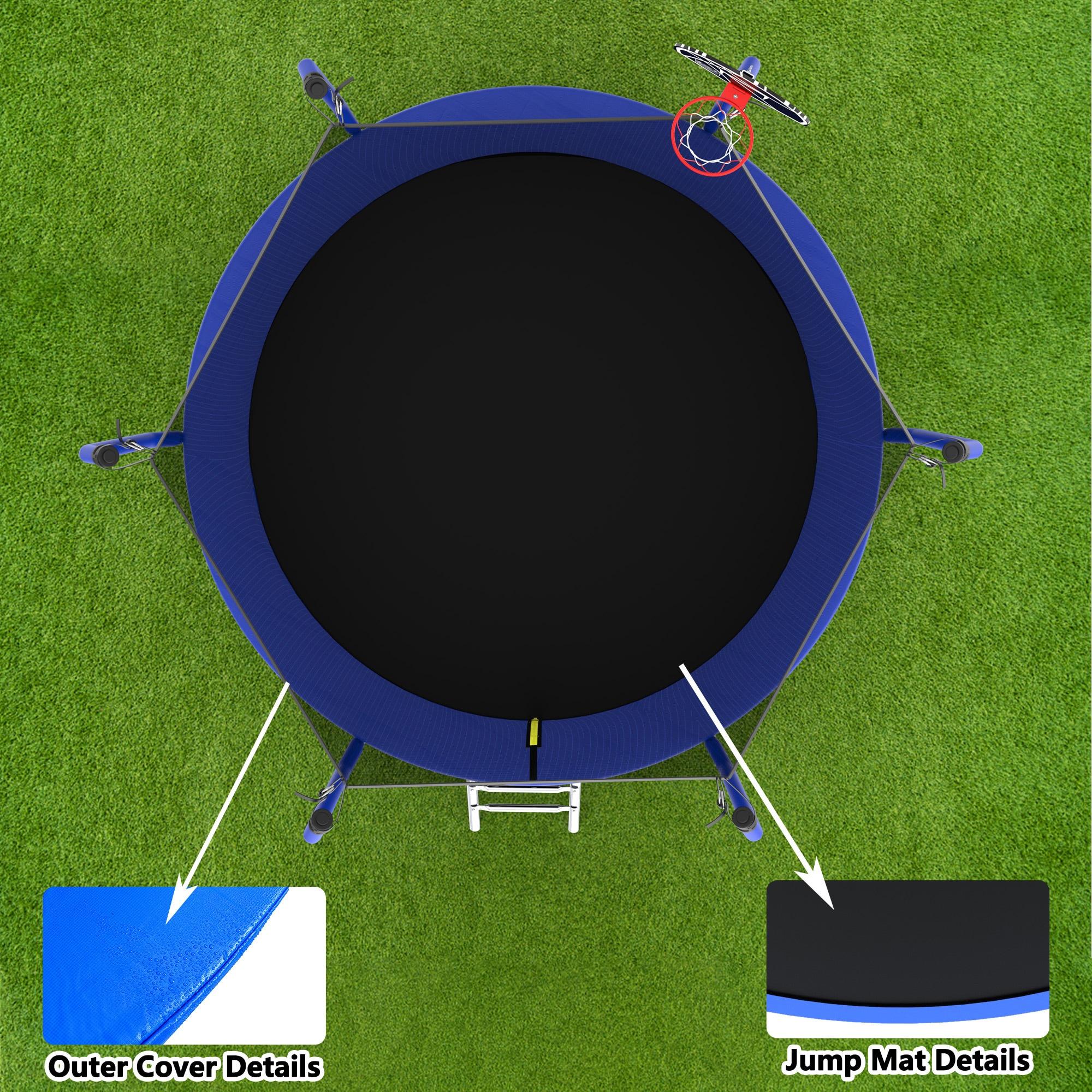 wendeway 10FT Trampoline With Basketball Hoop,  ASTM Approved Reinforced Type Outdoor Trampoline With Enclosure Net