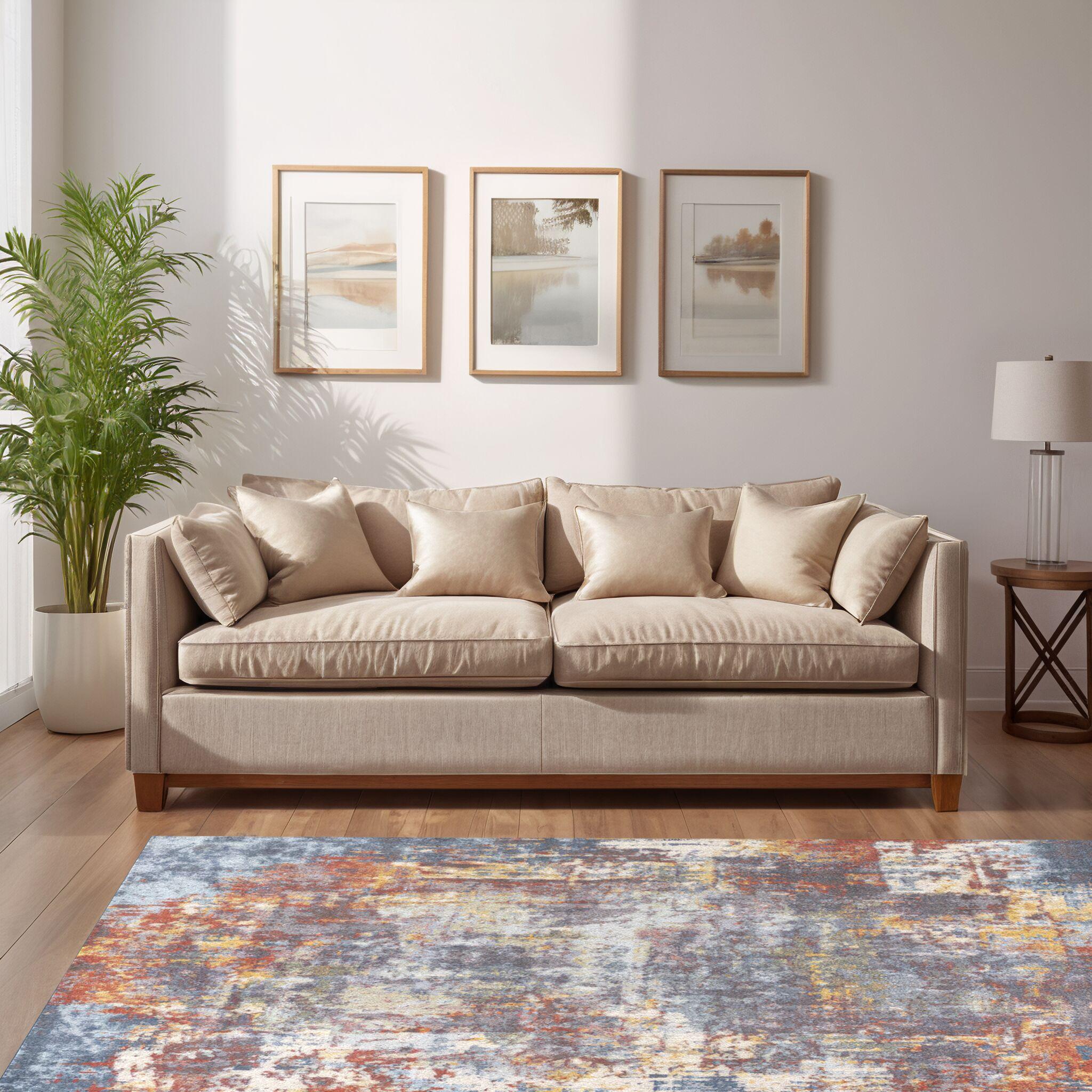Livabliss 7'10"x10'3" Strata Modern Rugs Blue: Traditional Abstract Indoor Rectangle, Stain & Fade-Resistant