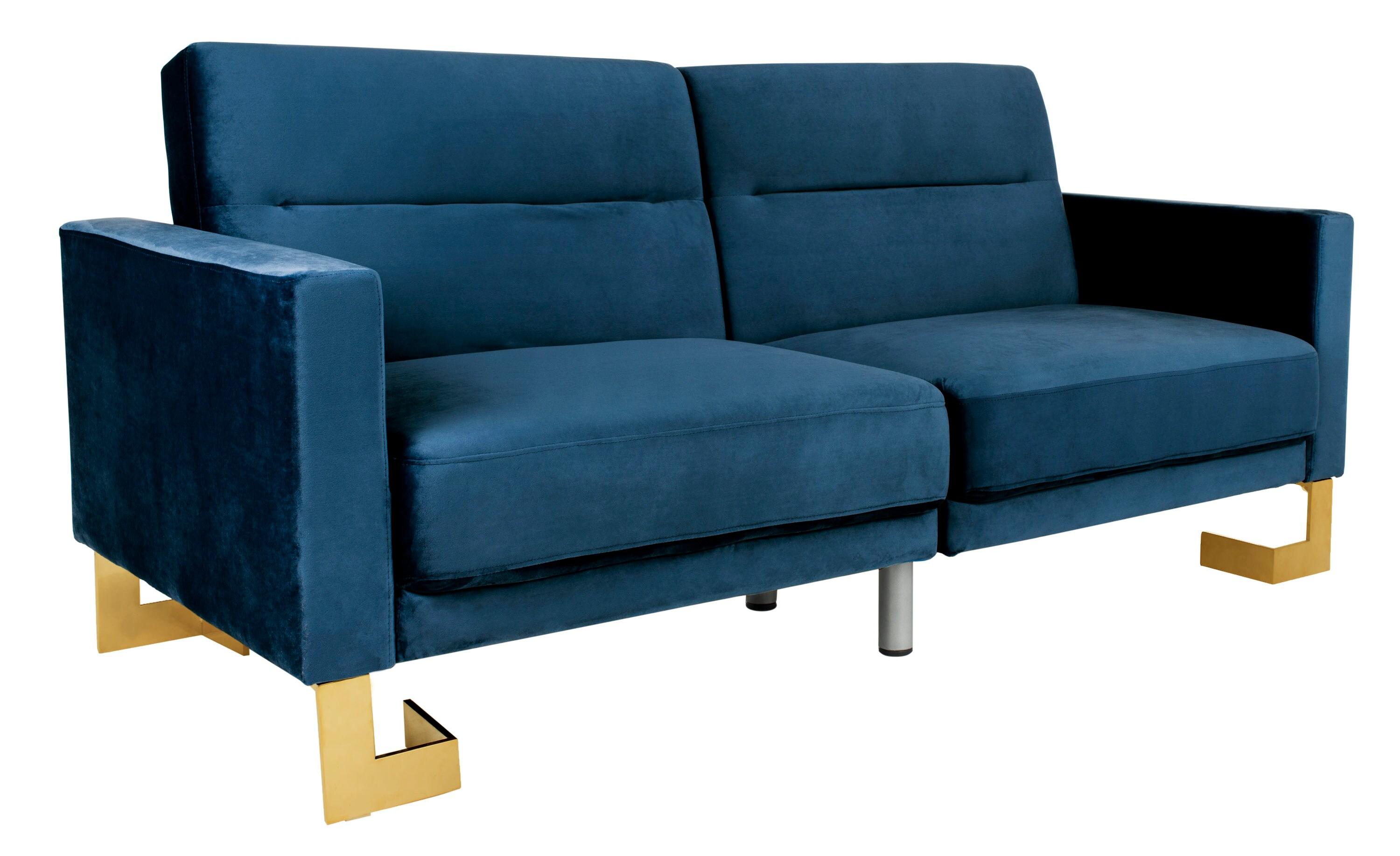 Tribeca Foldable Futon Bed - Navy/Brass - Safavieh
