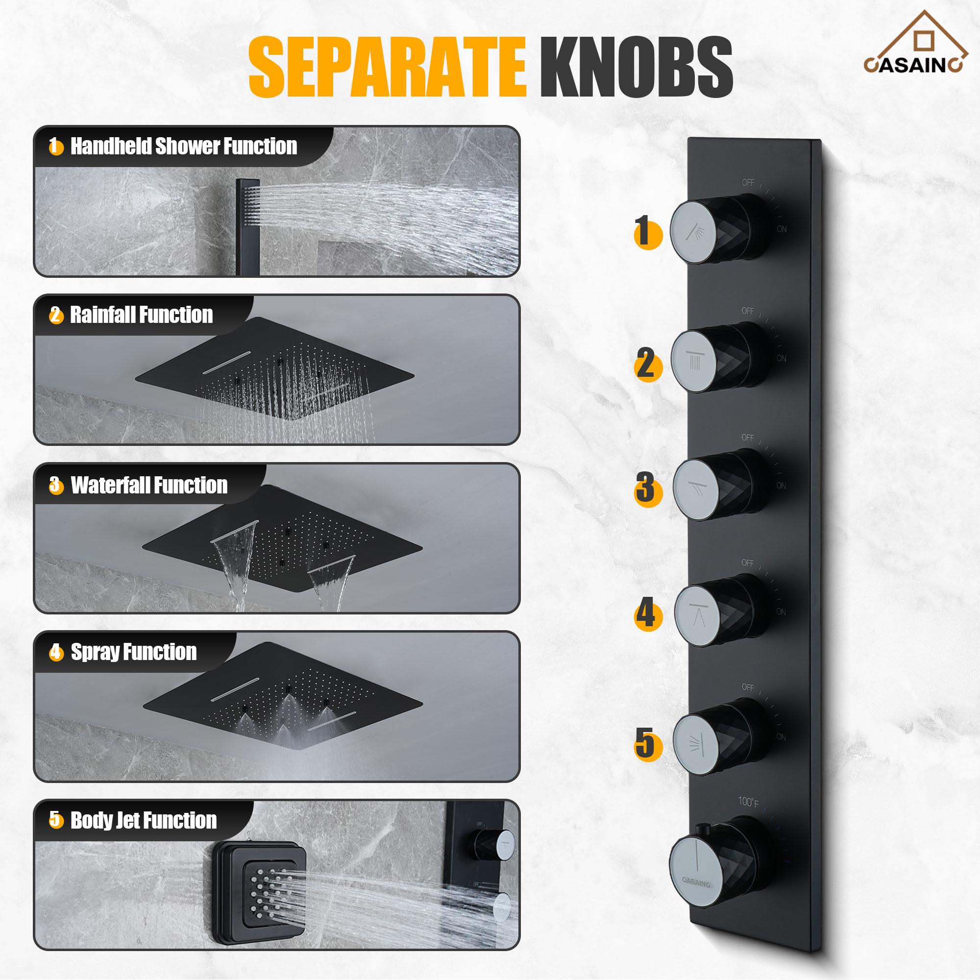 CASAINC Luxury Concealed Large Overhead Spray Multifunctional Shower