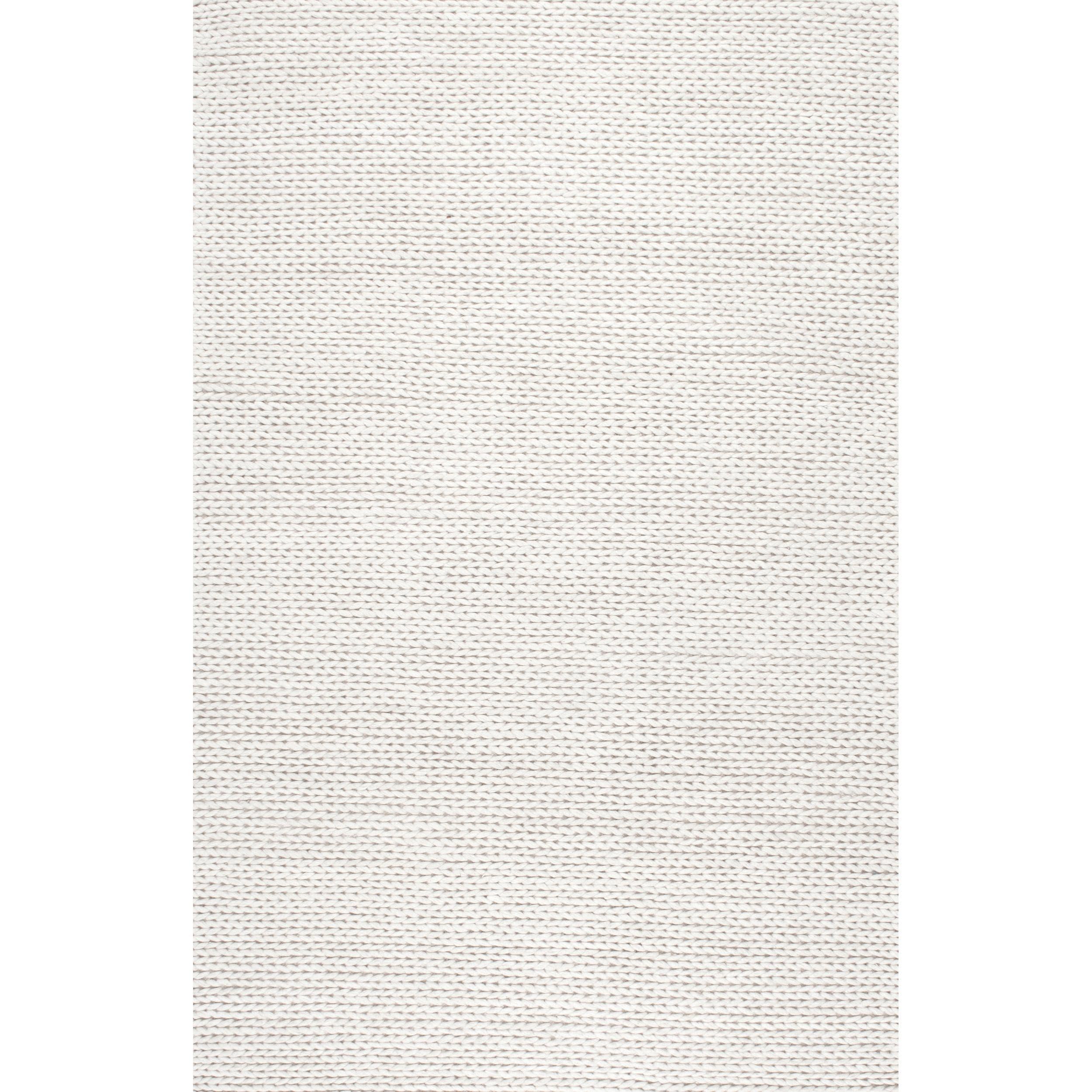 Handmade Off-White Braided Wool 8' Square Area Rug