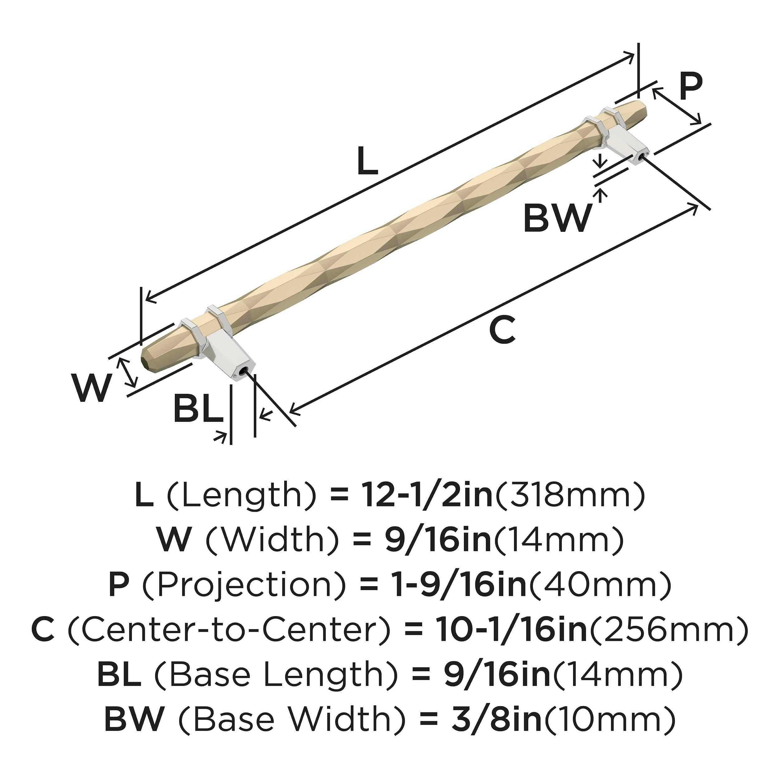 Amerock London 10-1/16 inch (256mm) Center-to-Center Golden Champagne/Polished Chrome Cabinet Pull