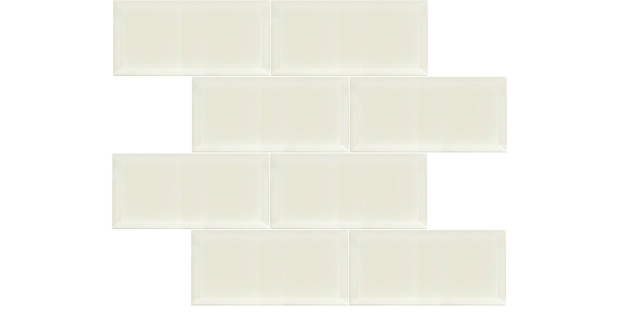 Abolos Frosted Elegance 8 in. x 16 in. Diamond Grade Glass Beveled Large Format Subway Decorative Kitchen & Bathroom Wall Tile