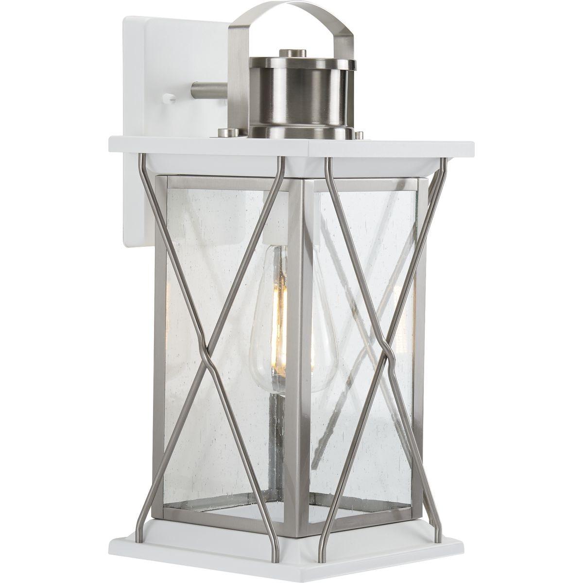 Progress Lighting Barlowe 1-Light Outdoor Wall Lantern in Stainless Steel with Clear Seeded Glass